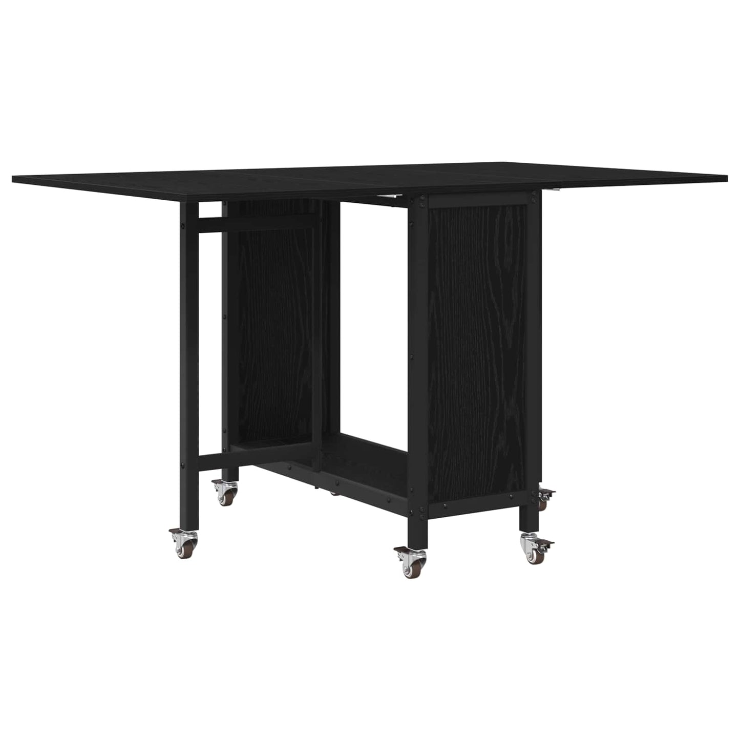 Sammenleggbart spisebord med hjul 130 x 80 x 76,5 cm Svart eik