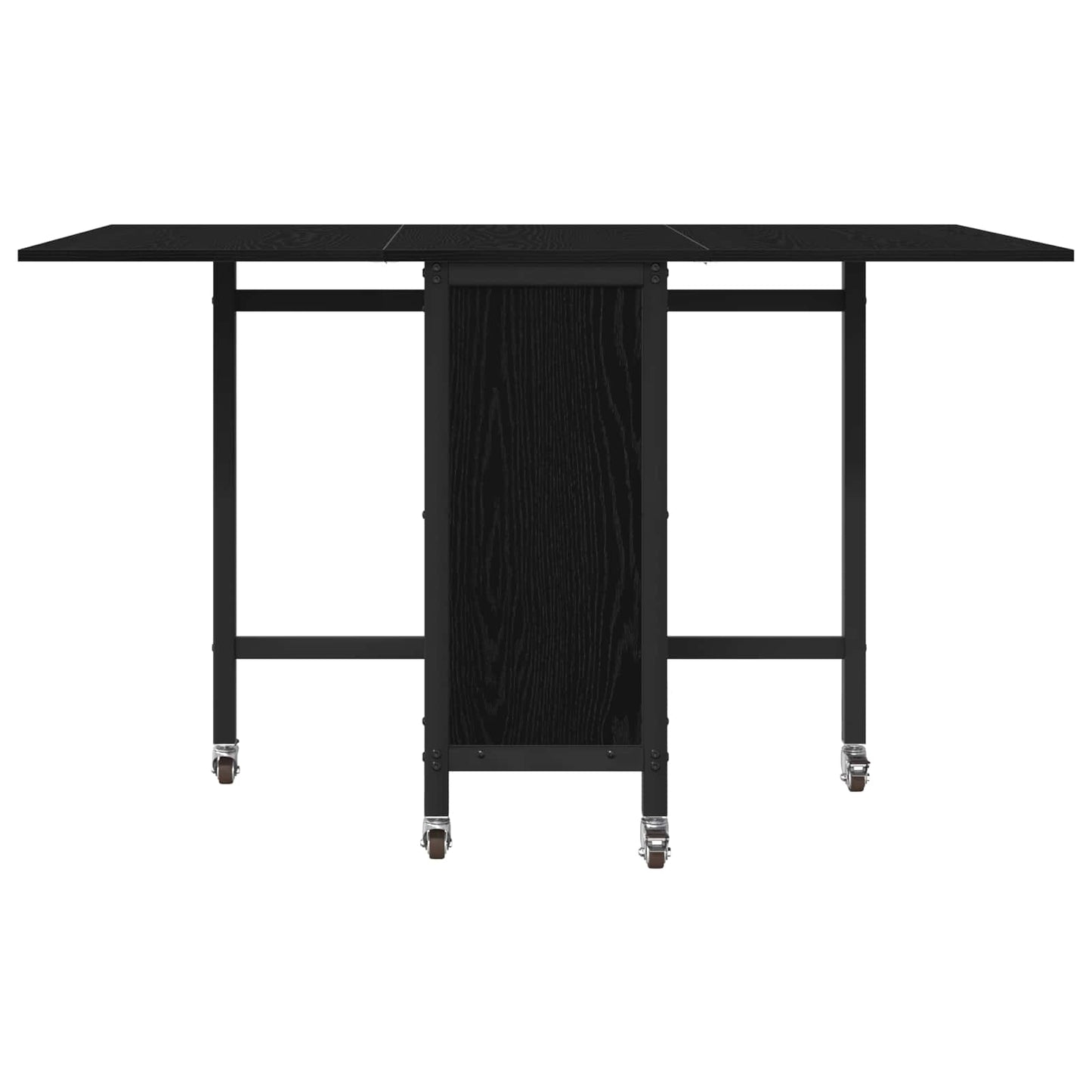 Sammenleggbart spisebord med hjul 130 x 80 x 76,5 cm Svart eik