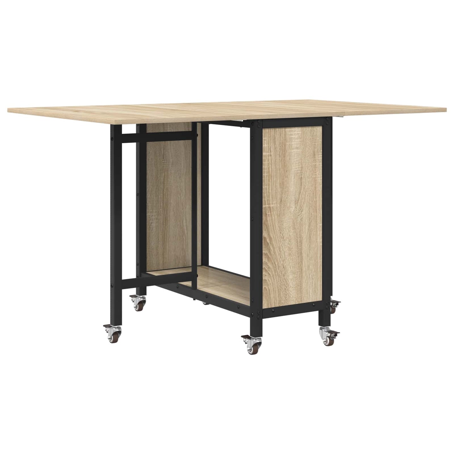 Sammenleggbart spisebord med hjul 130 x 80 x 76,5 cm stål PB