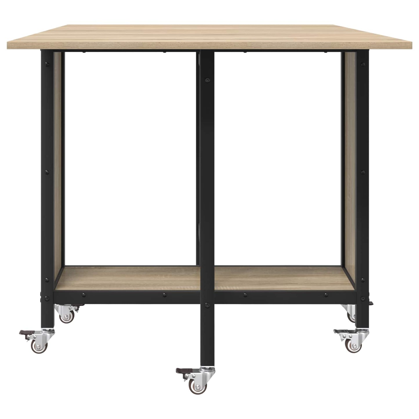 Sammenleggbart spisebord med hjul 130 x 80 x 76,5 cm stål PB