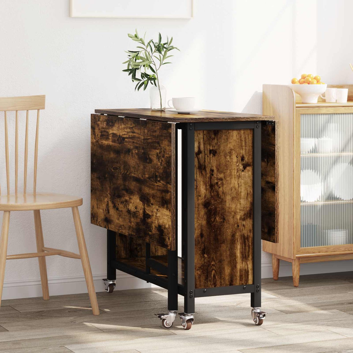 Sammenleggbart spisebord med hjul 130 x 80 x 76,5 cm stål PB