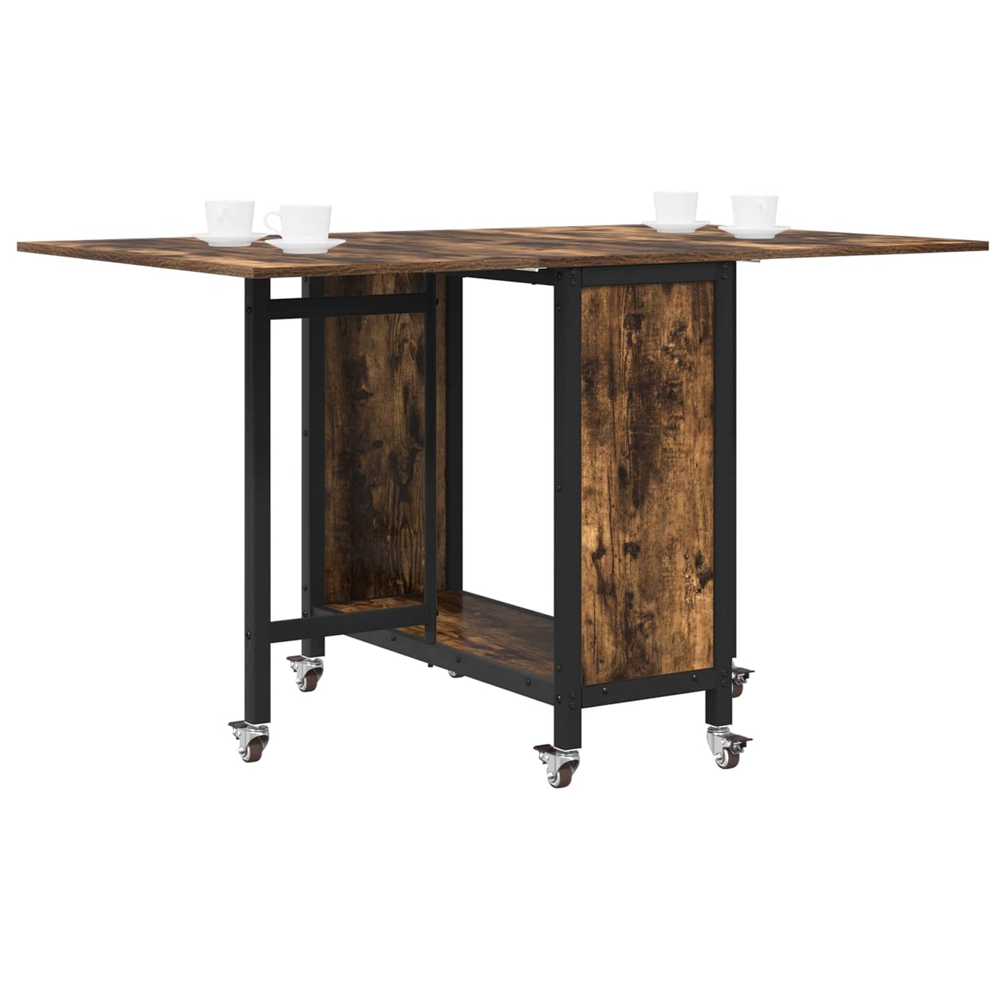 Sammenleggbart spisebord med hjul 130 x 80 x 76,5 cm stål PB