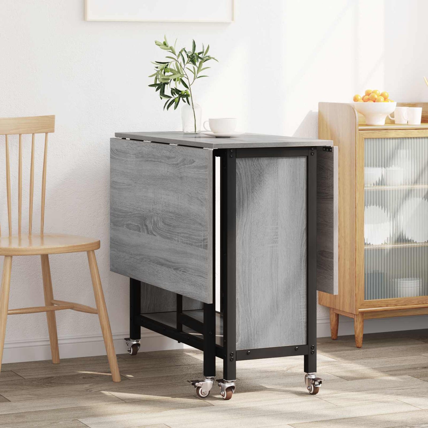 Sammenleggbart spisebord med hjul 130 x 80 x 76,5 cm stål PB