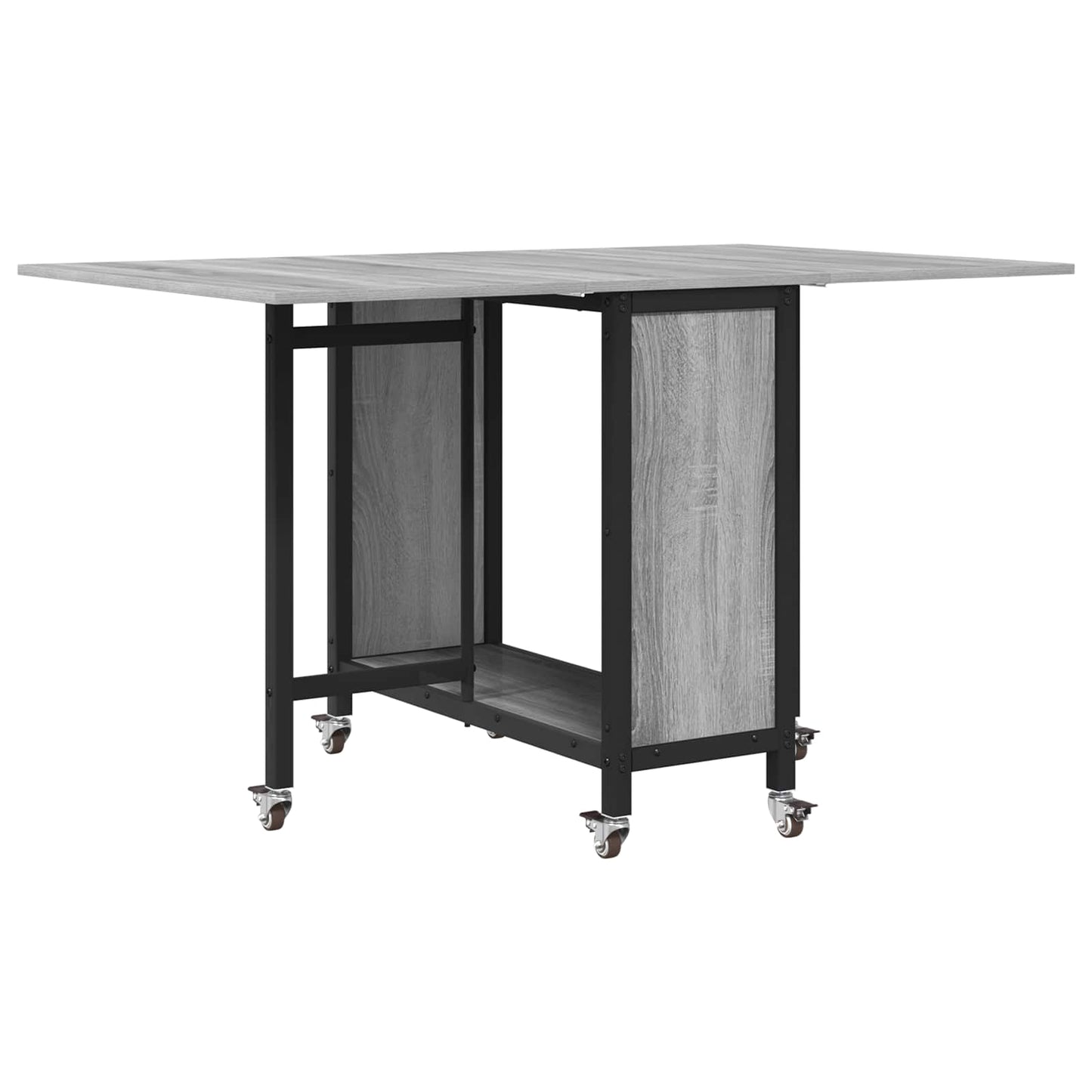 Sammenleggbart spisebord med hjul 130 x 80 x 76,5 cm stål PB