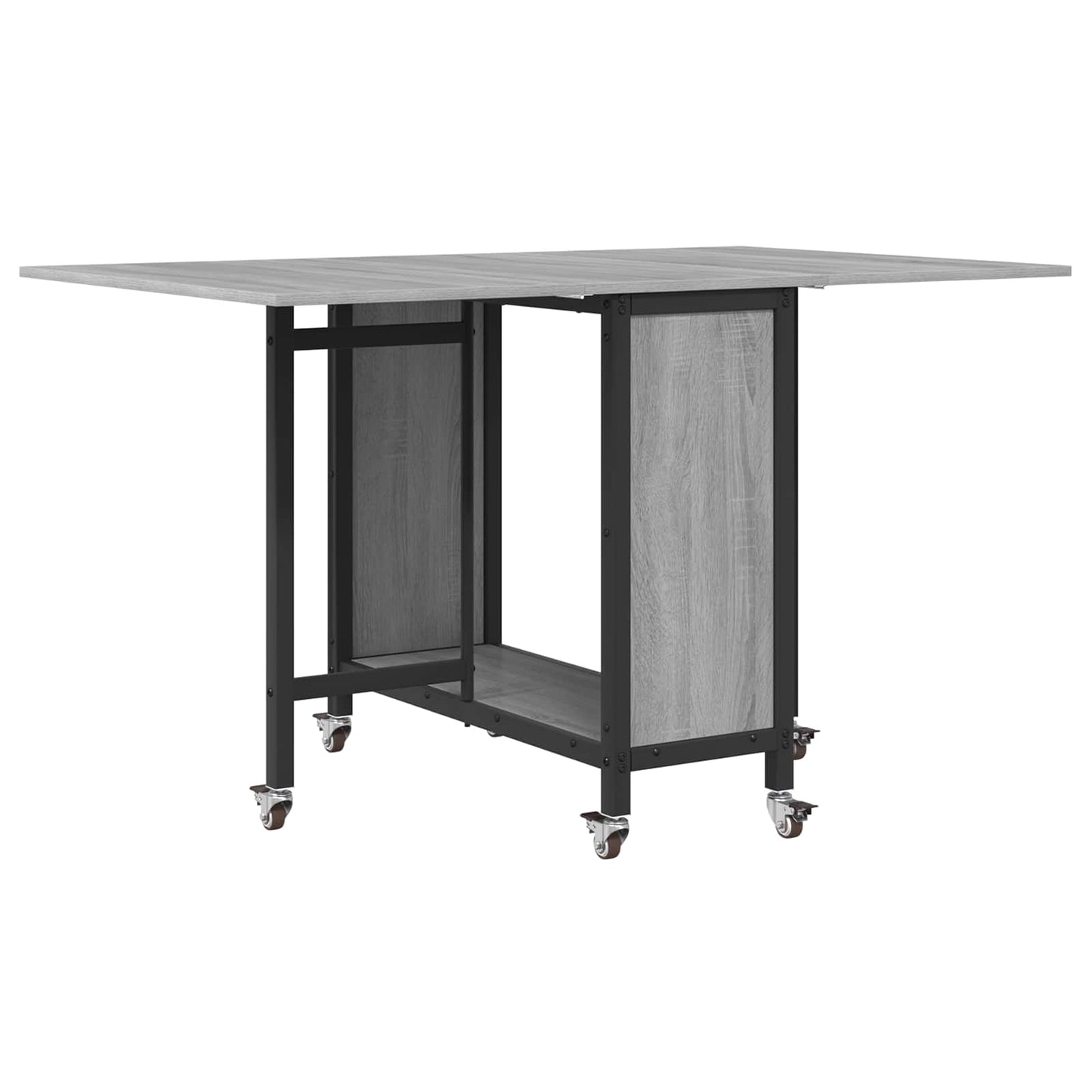 Sammenleggbart spisebord med hjul 130 x 80 x 76,5 cm stål PB