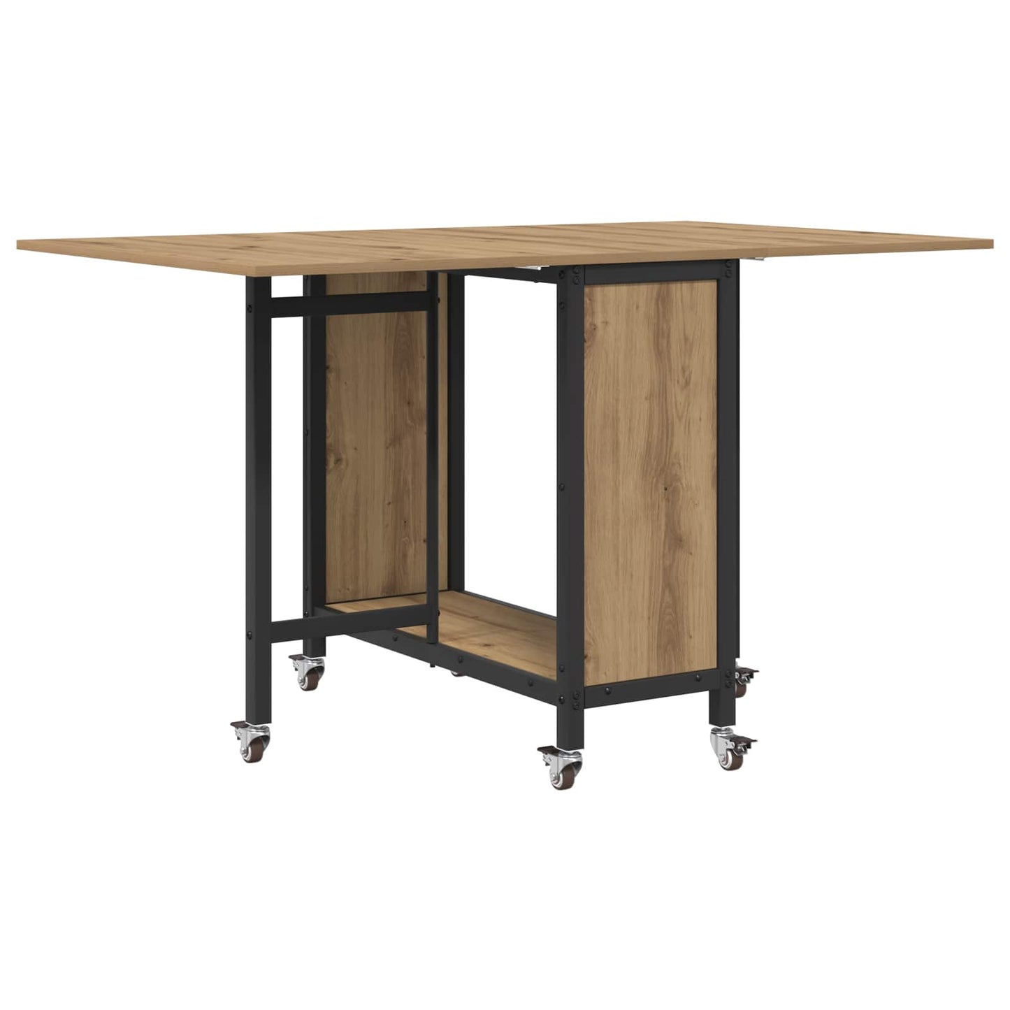 Sammenleggbart spisebord med hjul 130 x 80 x 76,5 cm stål PB