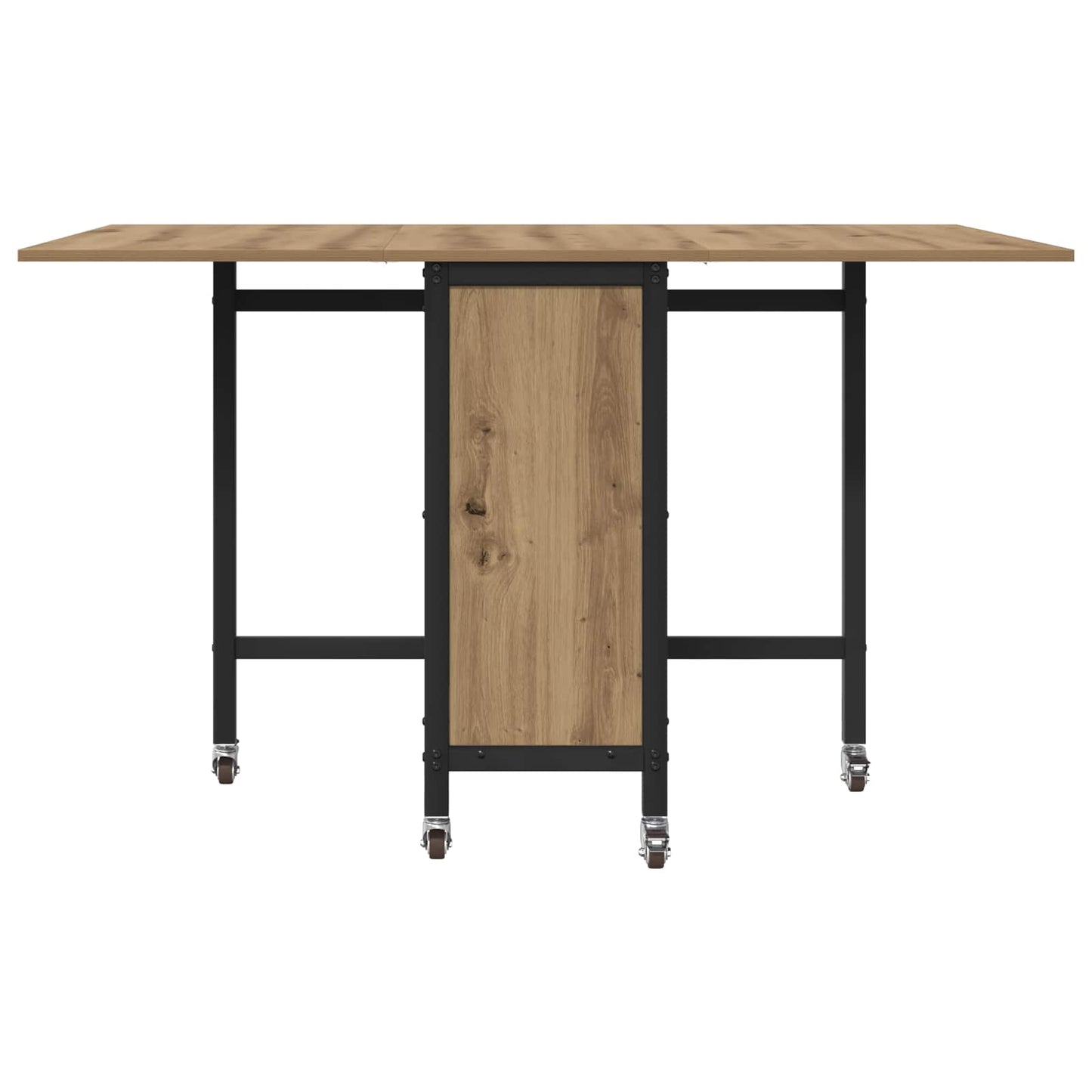 Sammenleggbart spisebord med hjul 130 x 80 x 76,5 cm stål PB