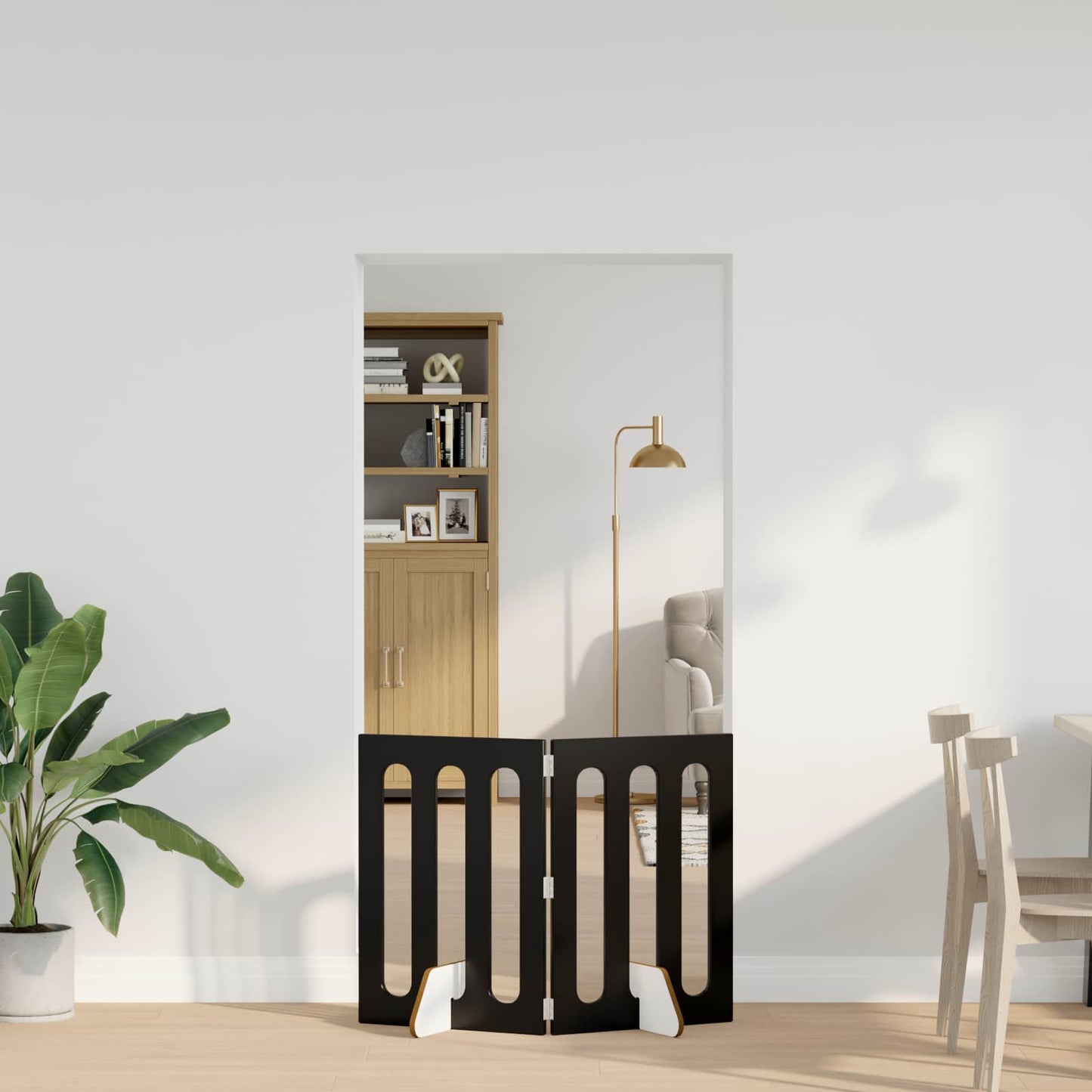 Folding Pet Fence 2 pcs Svart Eik 100,5 x 38 x 70 cm