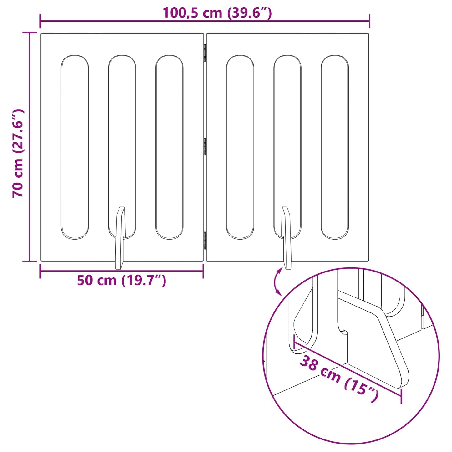 Folding Pet Fence 2 pcs Høgglans Hvit 100,5 x 38 x 70 cm