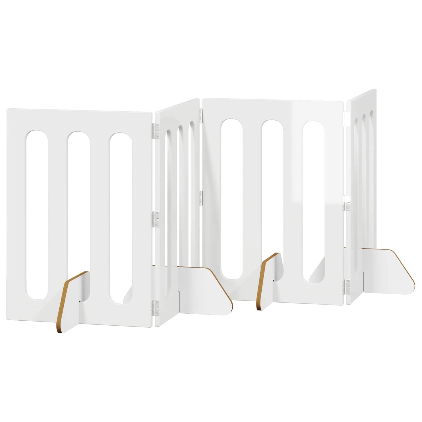 Folding Pet Fence 4 pcs Høgglans Hvit 201 x 38 x 70 cm