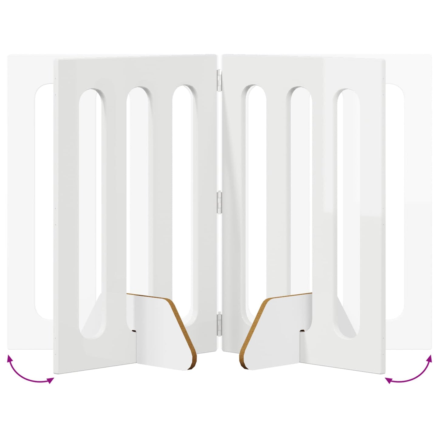 Folding Pet Fence 4 pcs Høgglans Hvit 201 x 38 x 70 cm