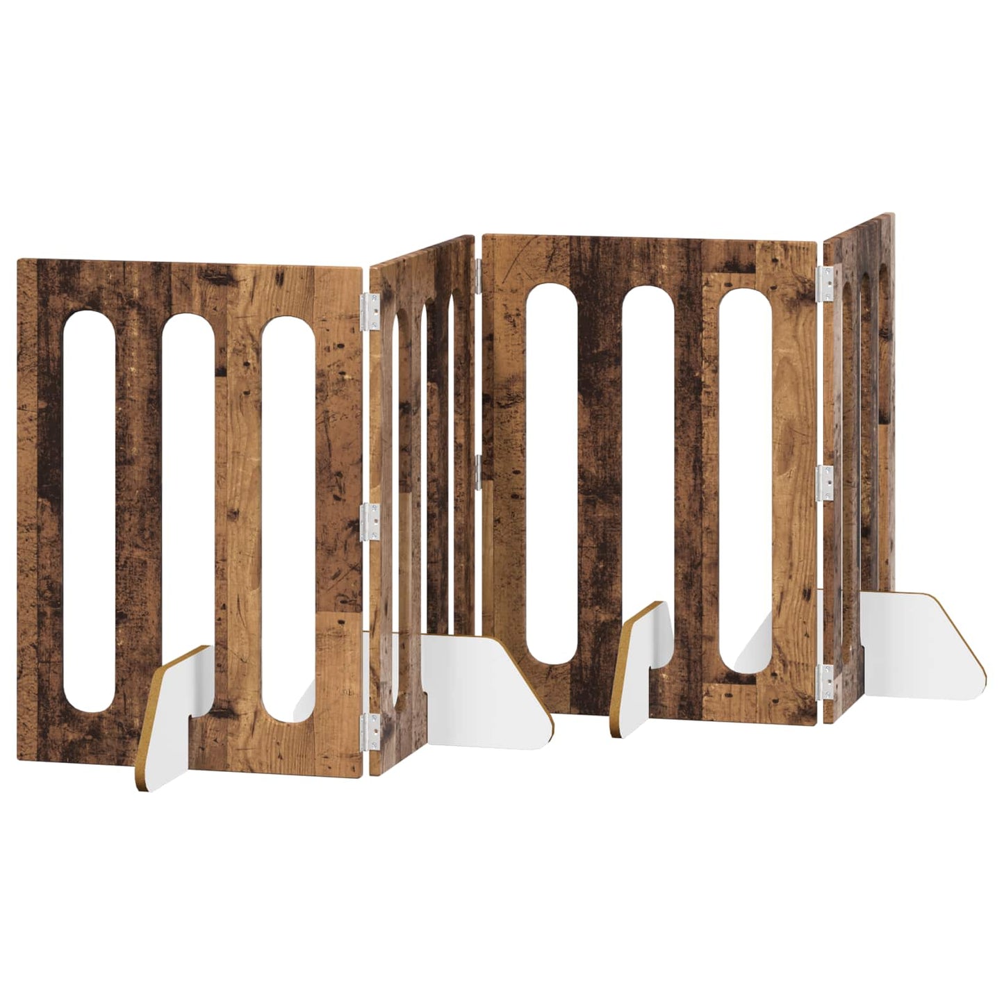 Folding Pet Fence 4 pcs Eiketre 201 x 38 x 70 cm Konstruert tre