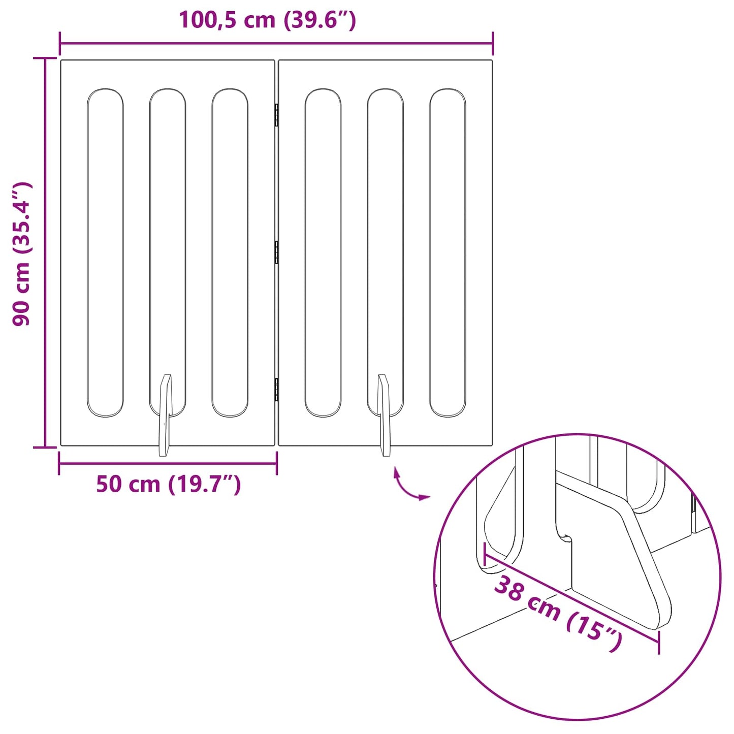 Folding Pet Fence 2 pcs Hvit 100,5 x 38 x 90 cm Konstruert tre vidaXL