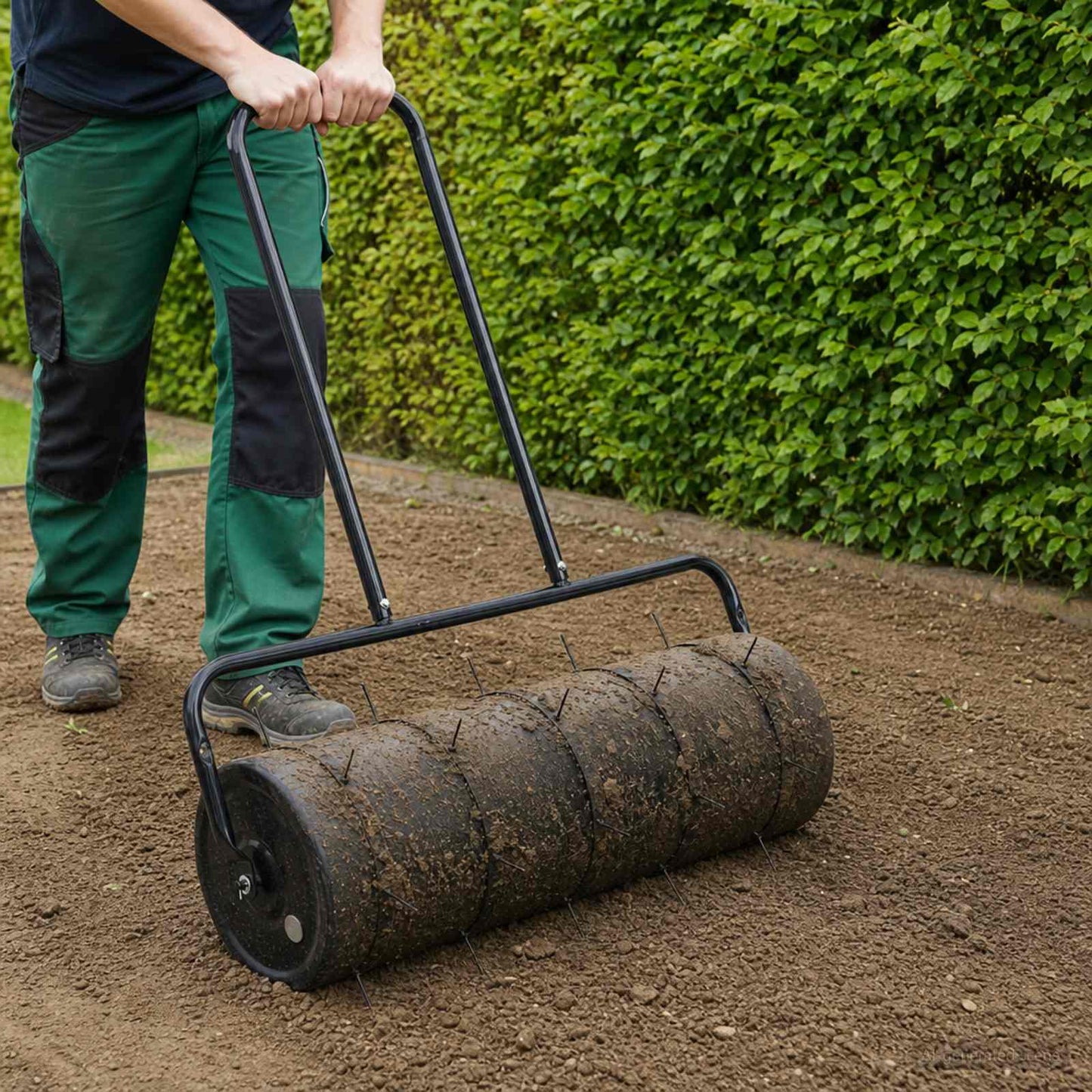 Hage gressrulle med aerator klemmer Ø 30 x 90 cm Stål