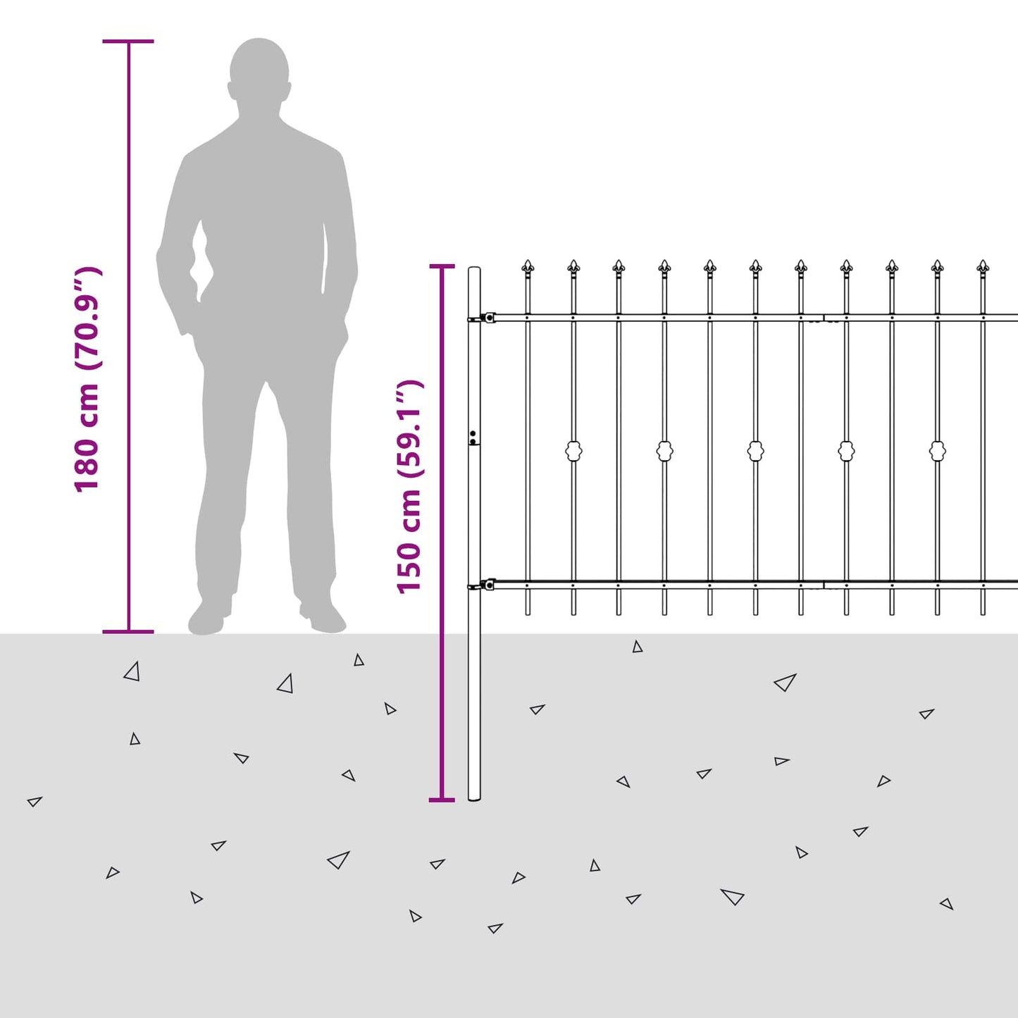Spikertrekk Svart 200 x 150 cm Pulverlakkert stål vidaXL