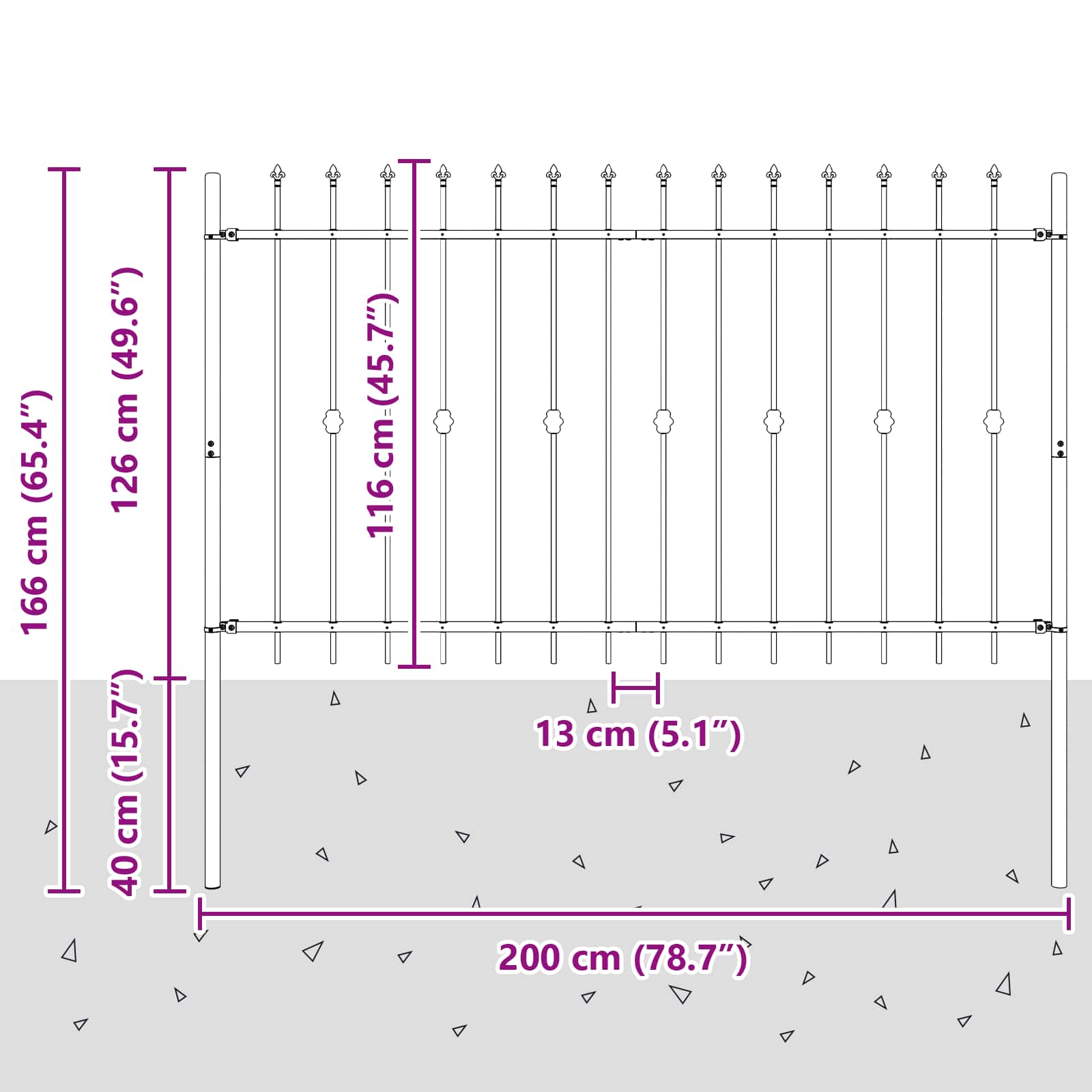 Spikertrekk Svart 200 x 130 cm Pulverlakkert stål vidaXL