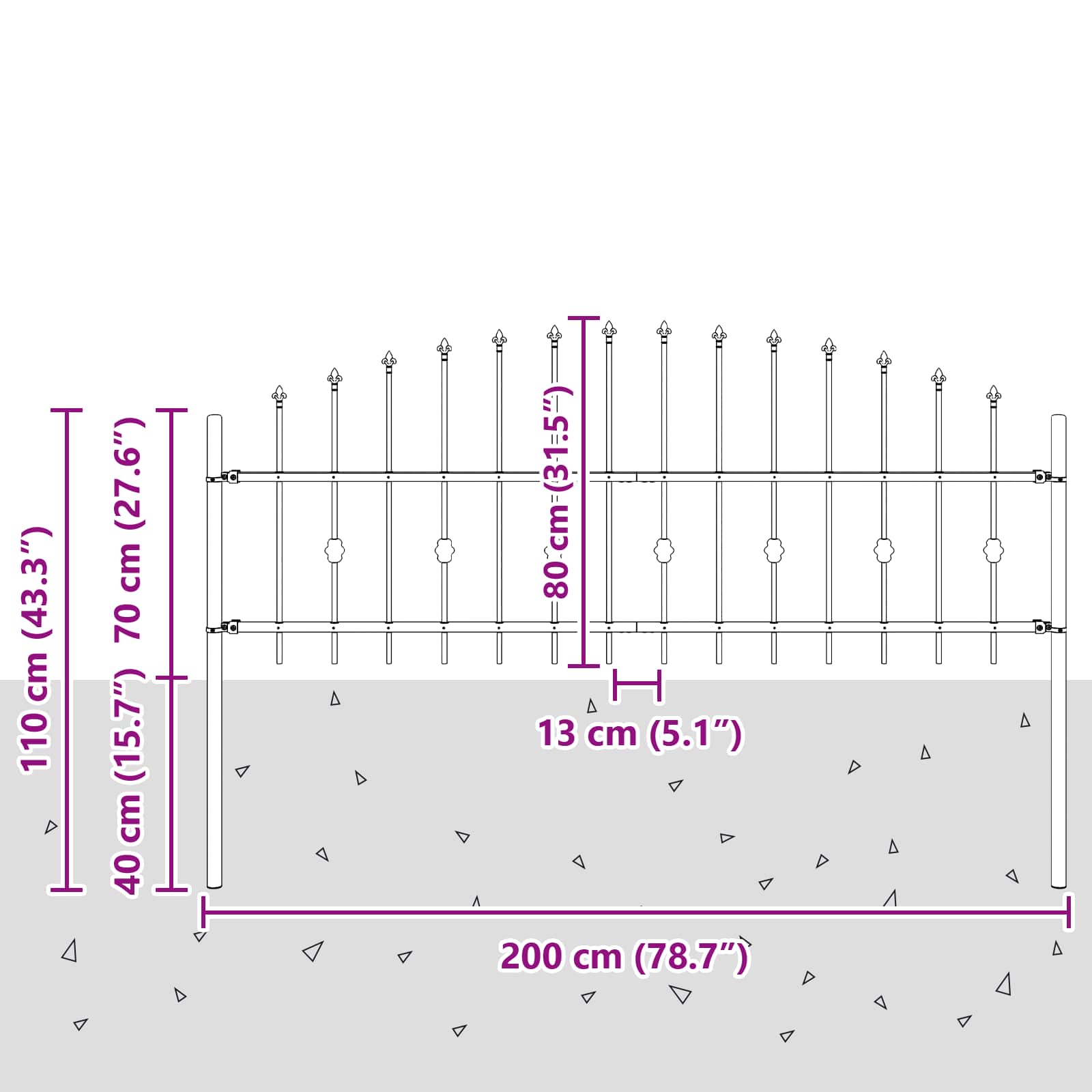 Spikertrekk Svart 200 x 130 cm Pulverlakkert stål vidaXL