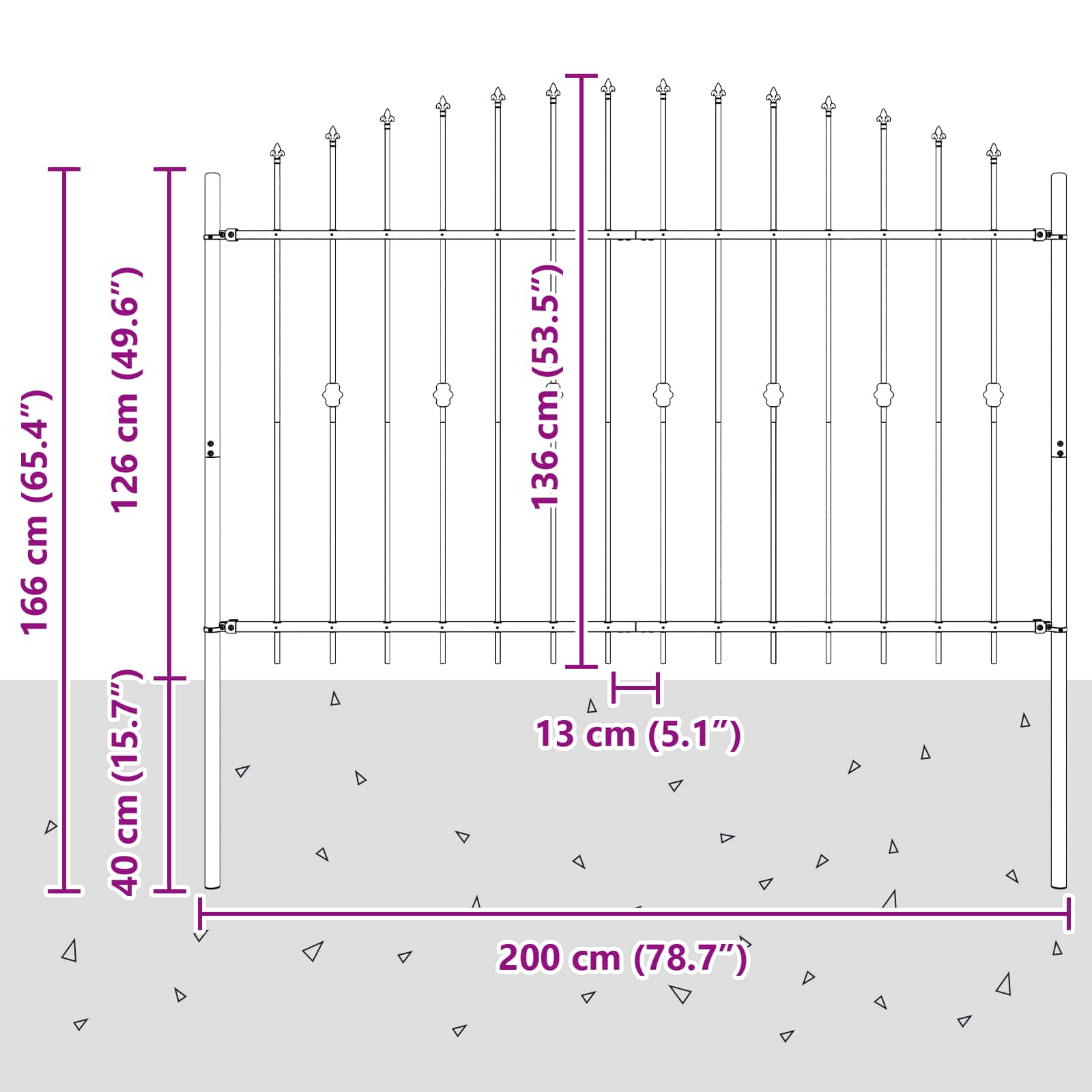 Spikertrekk Svart 200 x 130 cm Pulverlakkert stål vidaXL