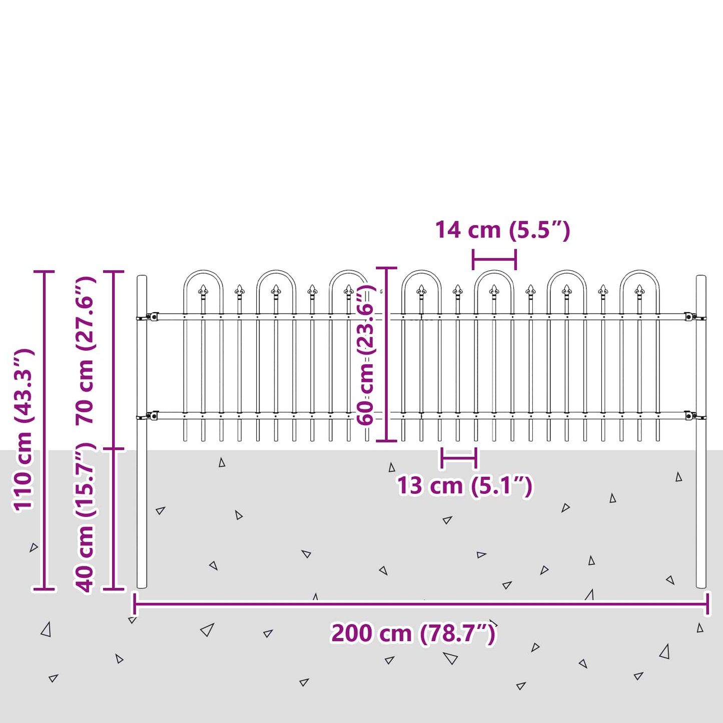 Spikertrekk Bueseger Svart 200 x 130 cm Pulverlakkert stål vidaXL