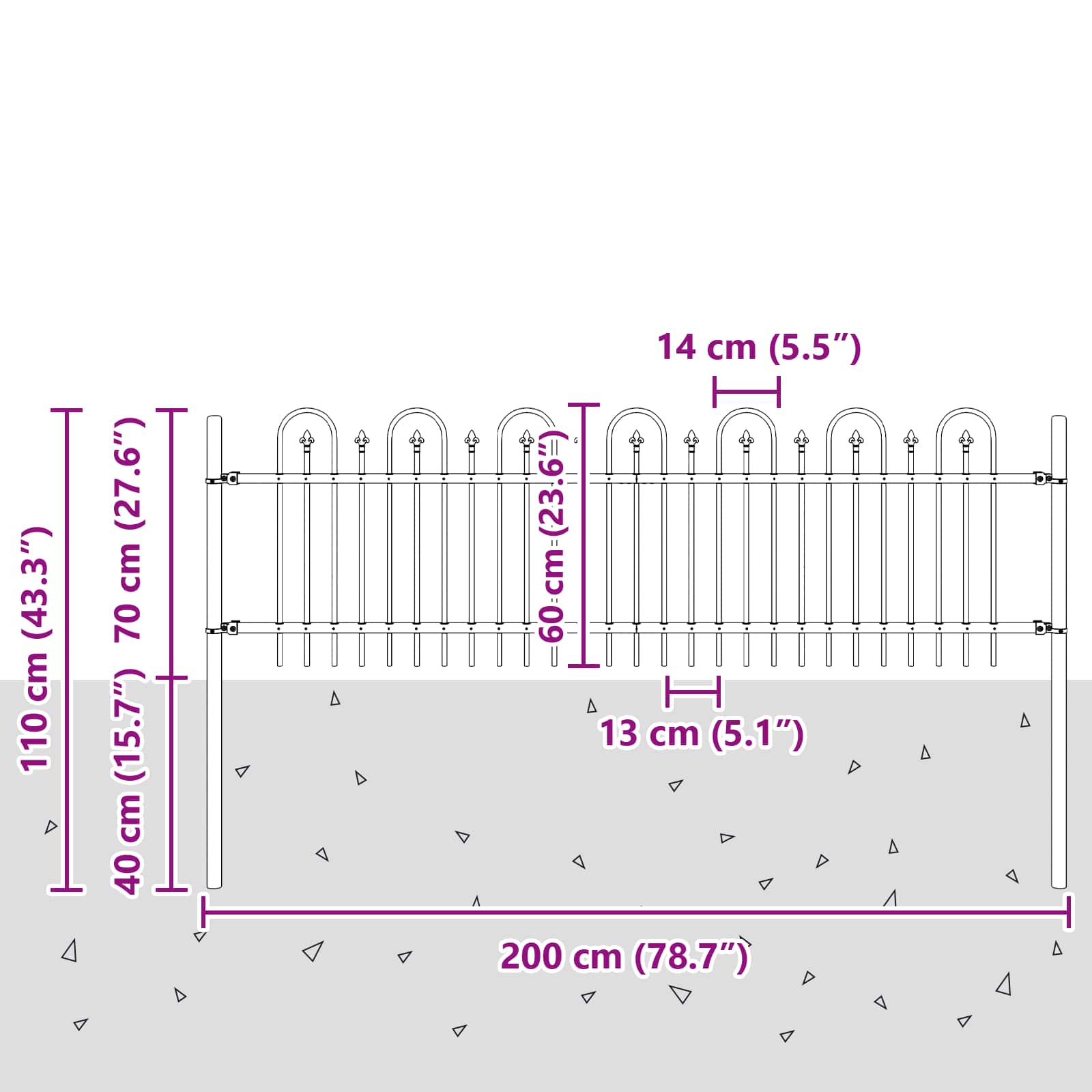 Spikertrekk Bueseger Svart 200 x 130 cm Pulverlakkert stål vidaXL