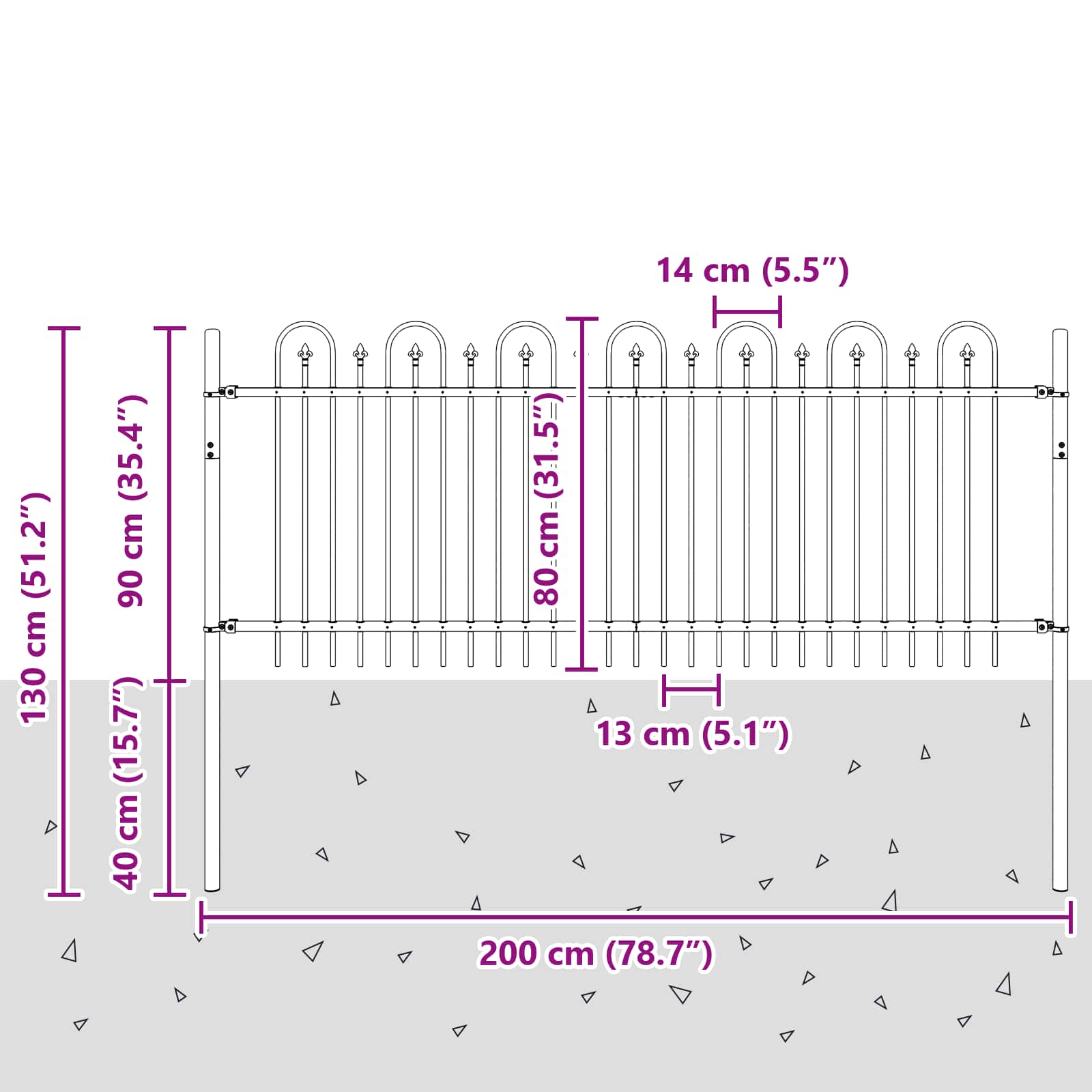 Spikertrekk Bueseger Svart 200 x 130 cm Pulverlakkert stål vidaXL