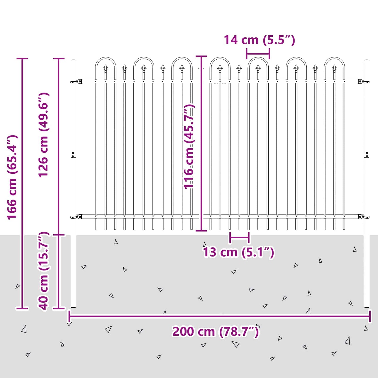 Spikertrekk Bueseger Svart 200 x 130 cm Pulverlakkert stål vidaXL