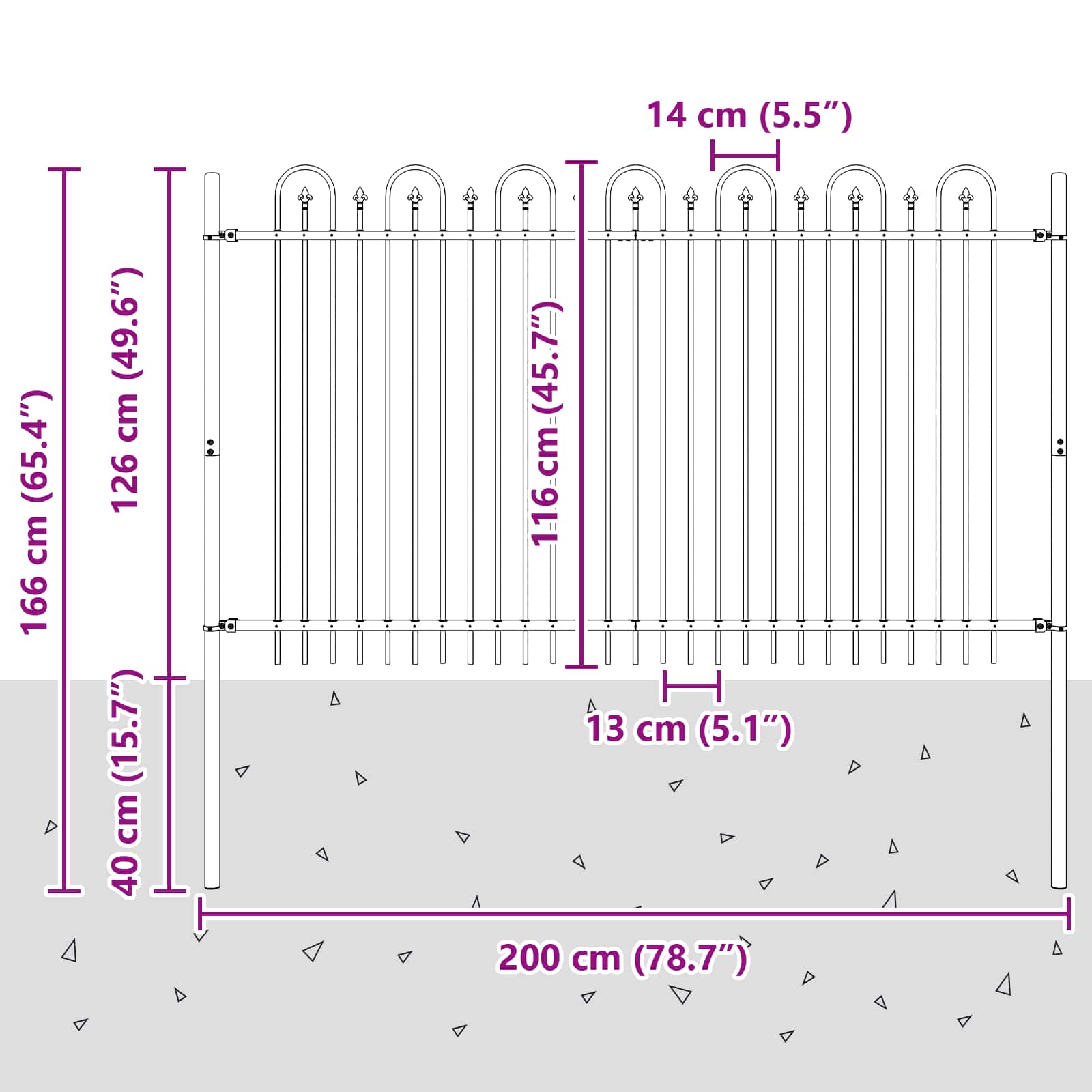 Spikertrekk Bueseger Svart 200 x 130 cm Pulverlakkert stål vidaXL