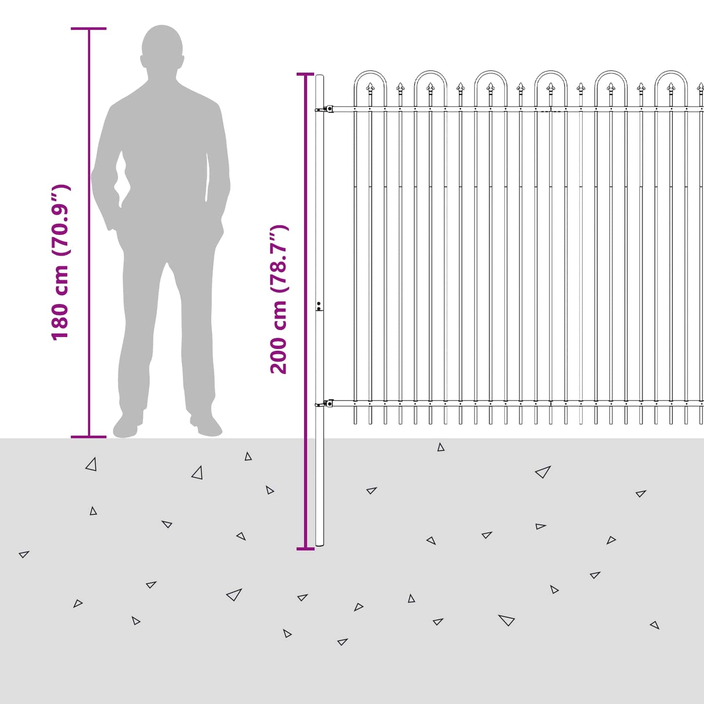 Spikertrekk Bueseger Svart 200 x 200 cm Pulverlakkert stål vidaXL