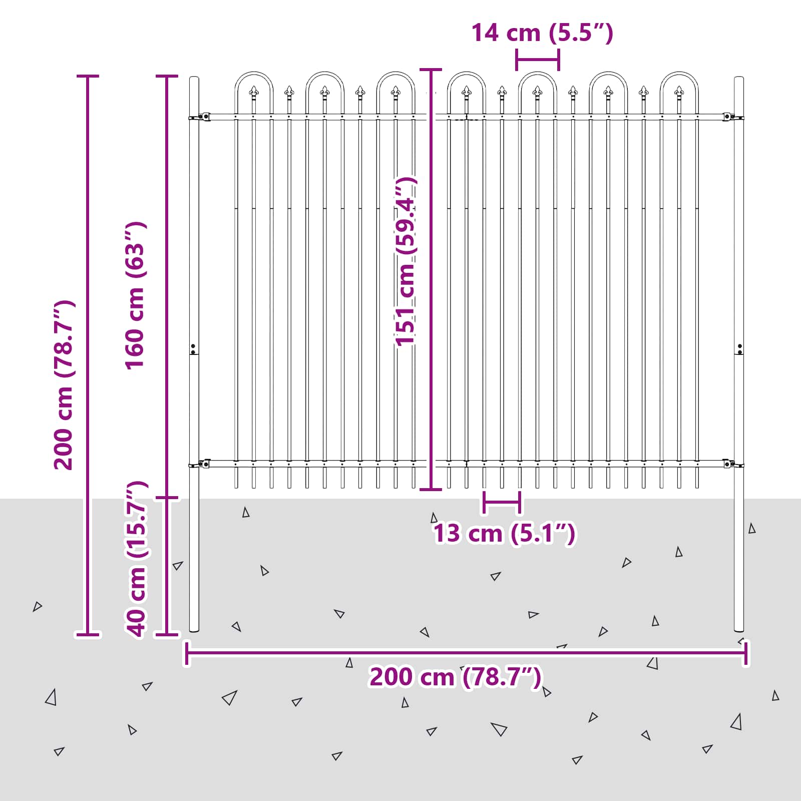 Spikertrekk Bueseger Svart 200 x 200 cm Pulverlakkert stål vidaXL