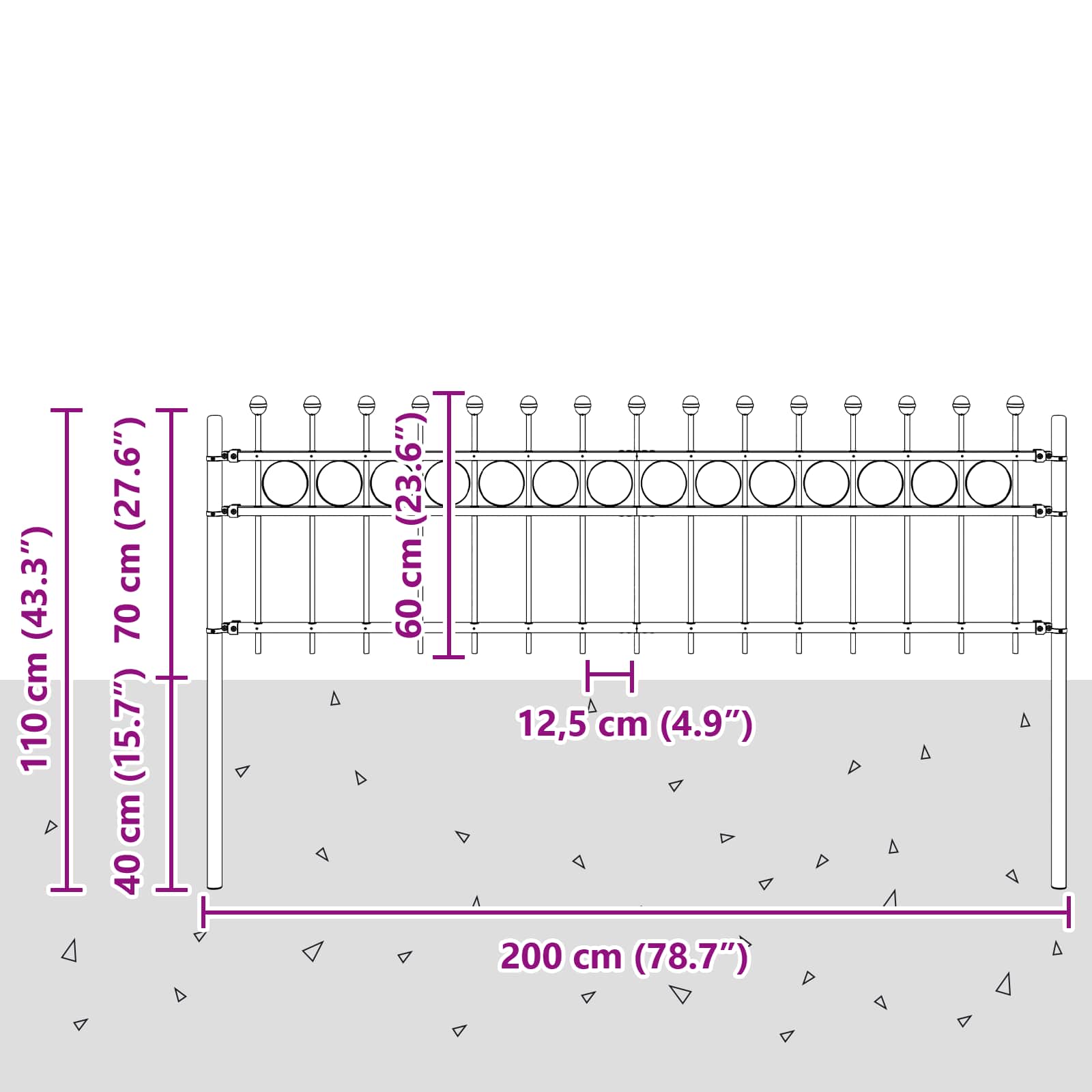 Ringgjerde Svart 200 x 130 cm Pulverlakkert stål vidaXL