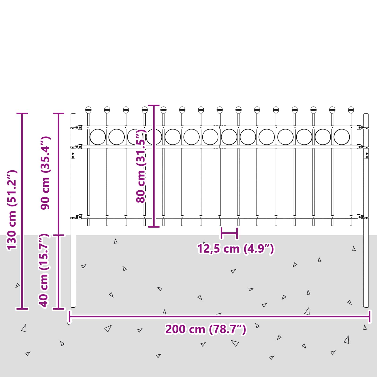 Ringgjerde Svart 200 x 130 cm Pulverlakkert stål vidaXL
