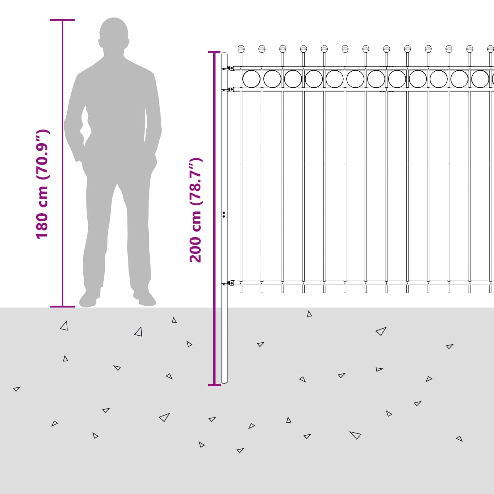 Ringgjerde Svart 200 x 200 cm Pulverlakkert stål vidaXL