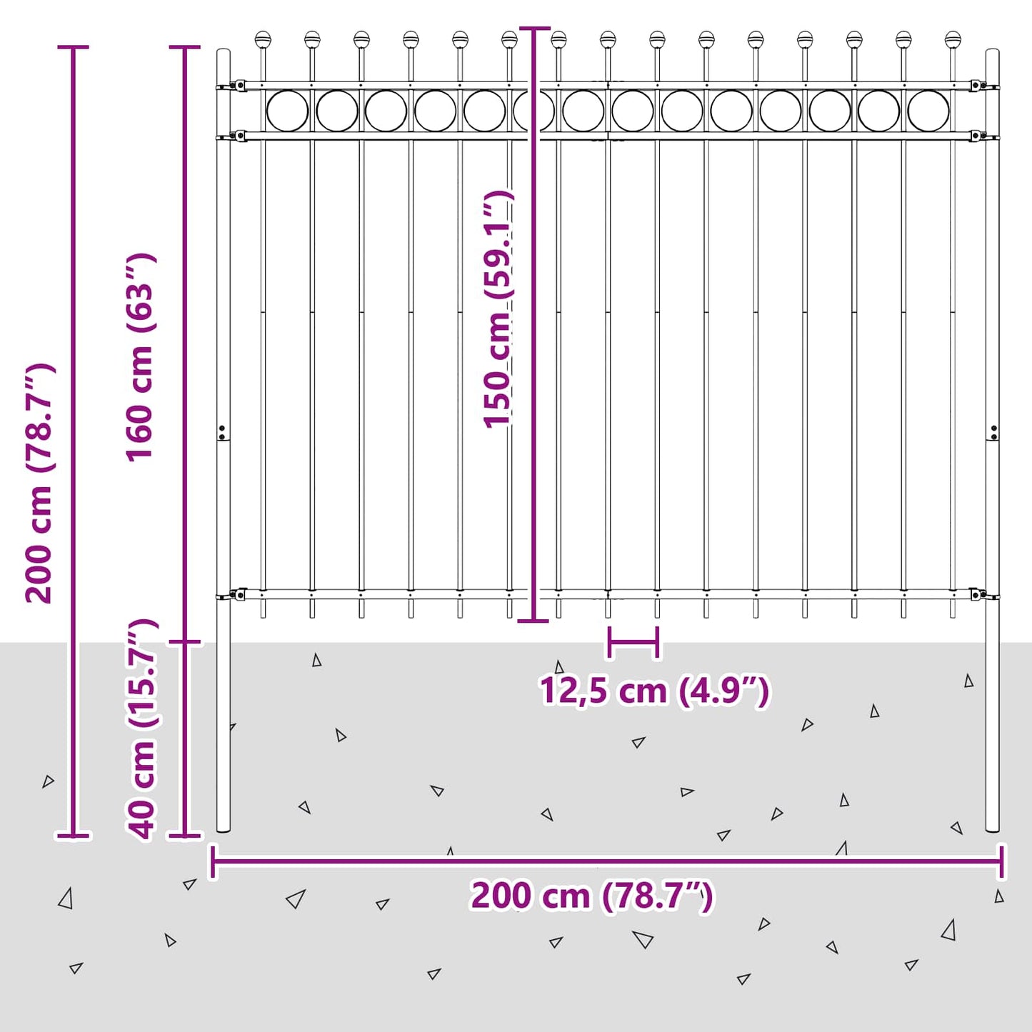Ringgjerde Svart 200 x 200 cm Pulverlakkert stål vidaXL