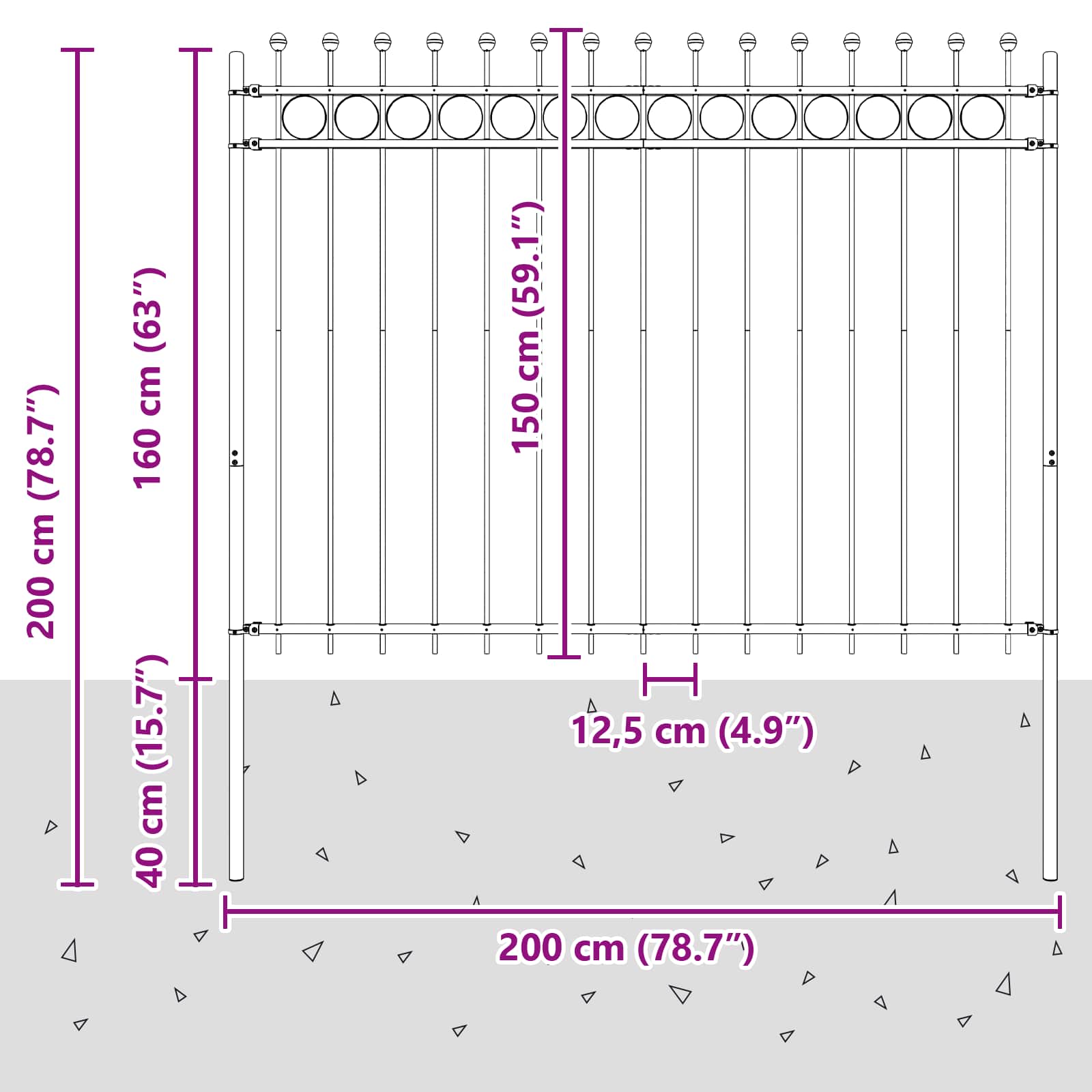 Ringgjerde Svart 200 x 200 cm Pulverlakkert stål vidaXL