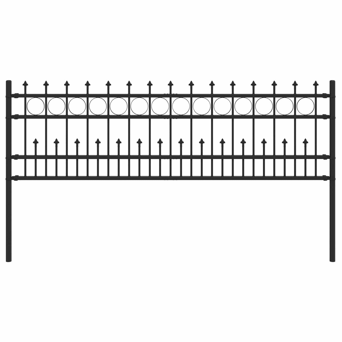 Spike Ring gjerde Svart 200 x 130 cm Pulverlakkert stål vidaXL