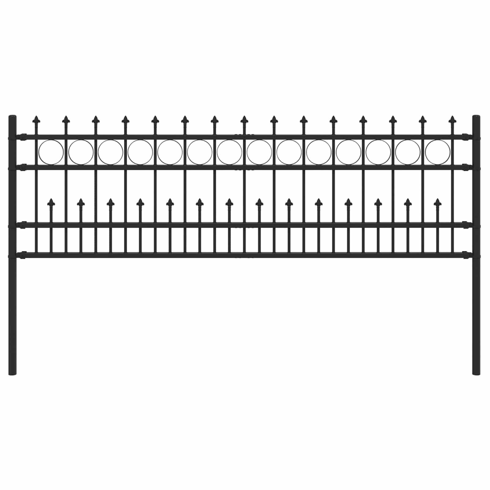 Spike Ring gjerde Svart 200 x 130 cm Pulverlakkert stål vidaXL