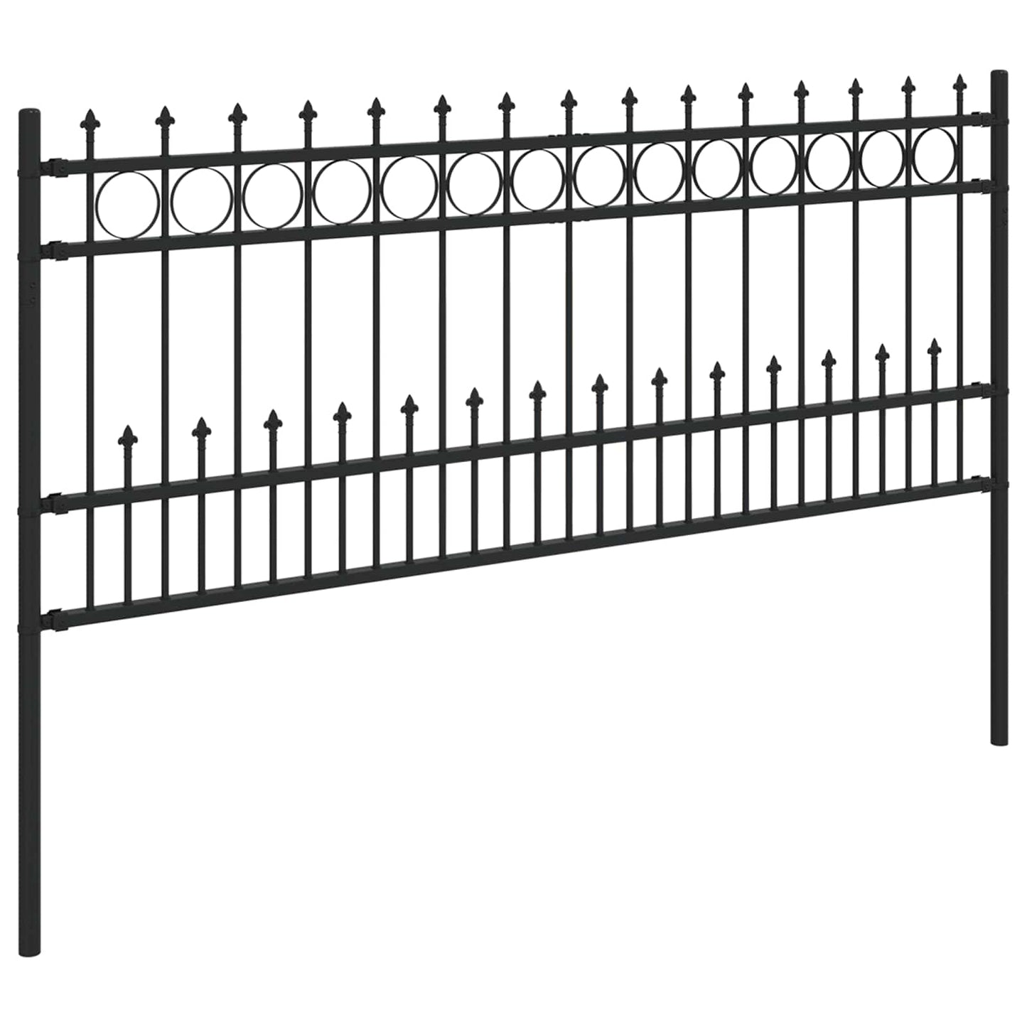 Spike Ring gjerde Svart 200 x 130 cm Pulverlakkert stål vidaXL