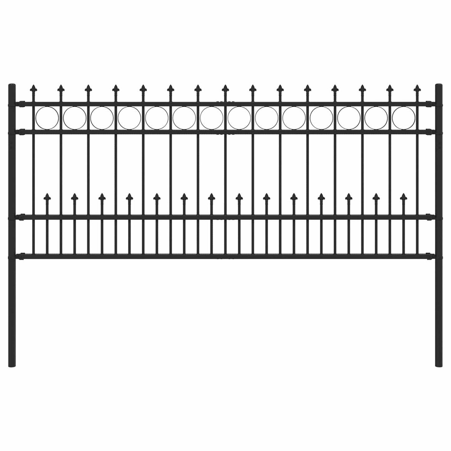 Spike Ring gjerde Svart 200 x 130 cm Pulverlakkert stål vidaXL