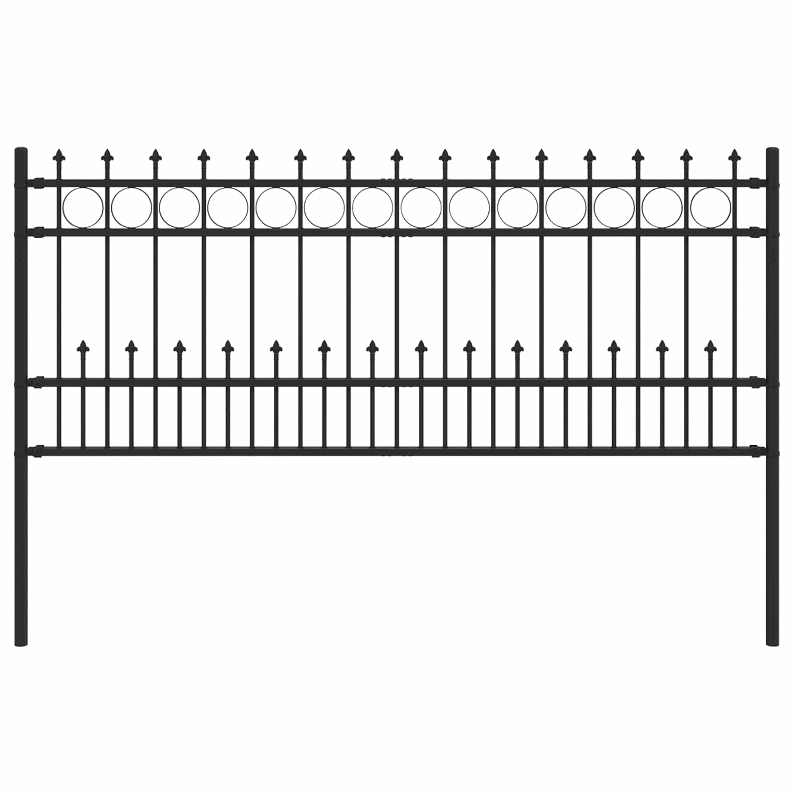Spike Ring gjerde Svart 200 x 130 cm Pulverlakkert stål vidaXL