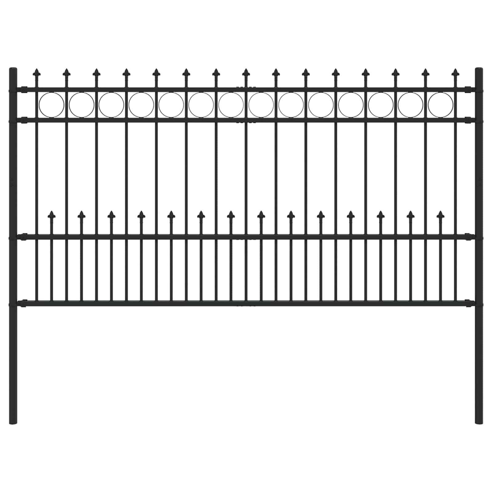 Spike Ring gjerde Svart 200 x 150 cm Pulverlakkert stål vidaXL