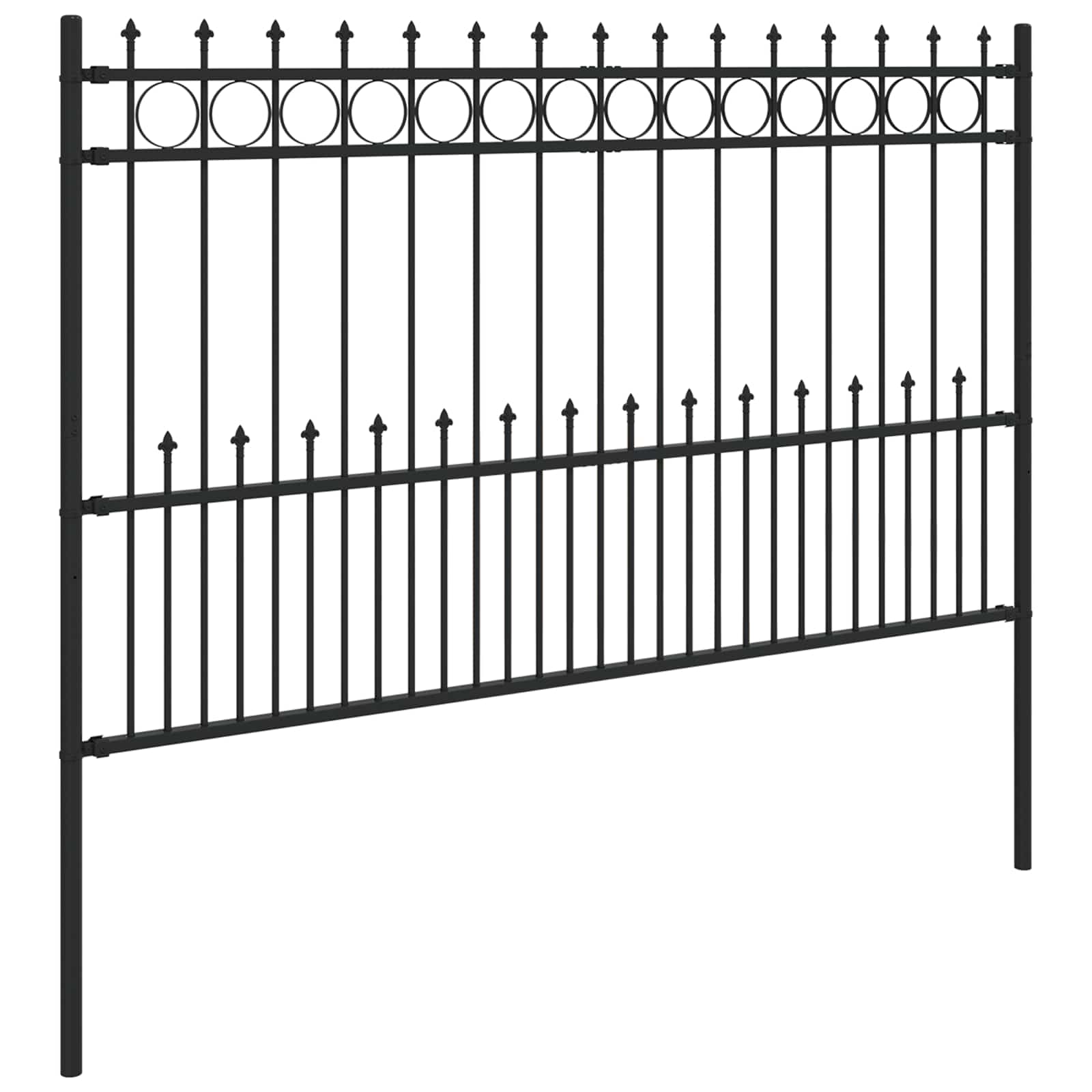 Spike Ring gjerde Svart 200 x 130 cm Pulverlakkert stål vidaXL