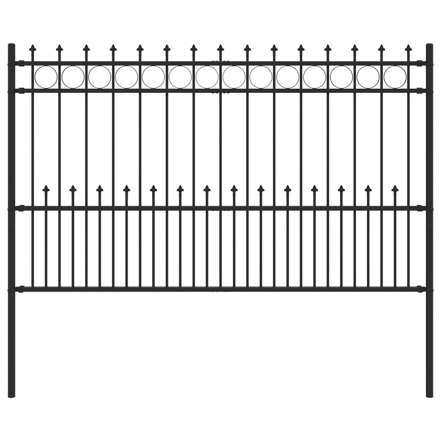 Spike Ring gjerde Svart 200 x 130 cm Pulverlakkert stål vidaXL