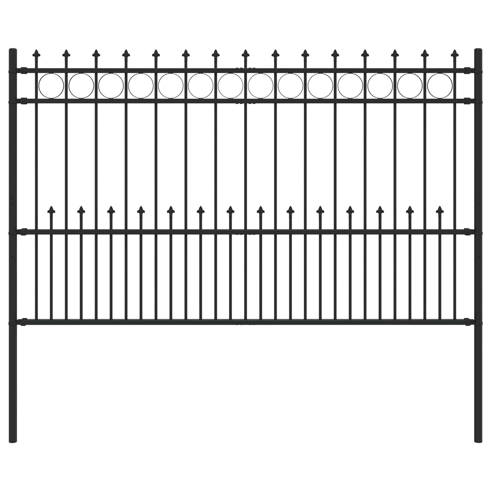 Spike Ring gjerde Svart 200 x 130 cm Pulverlakkert stål vidaXL