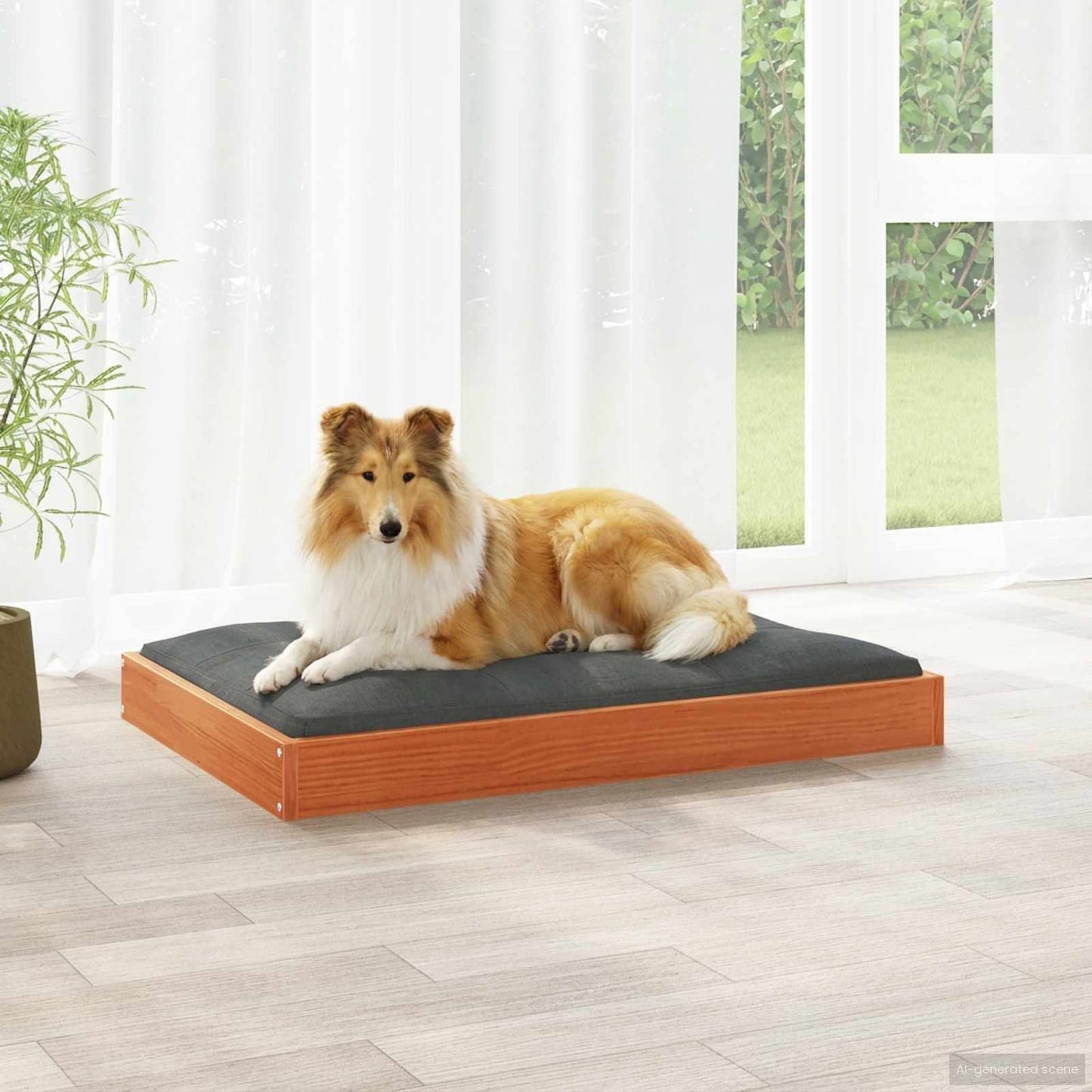 Hundeseng Vokset Brun 92 x 64 x 9 cm Massiv furu