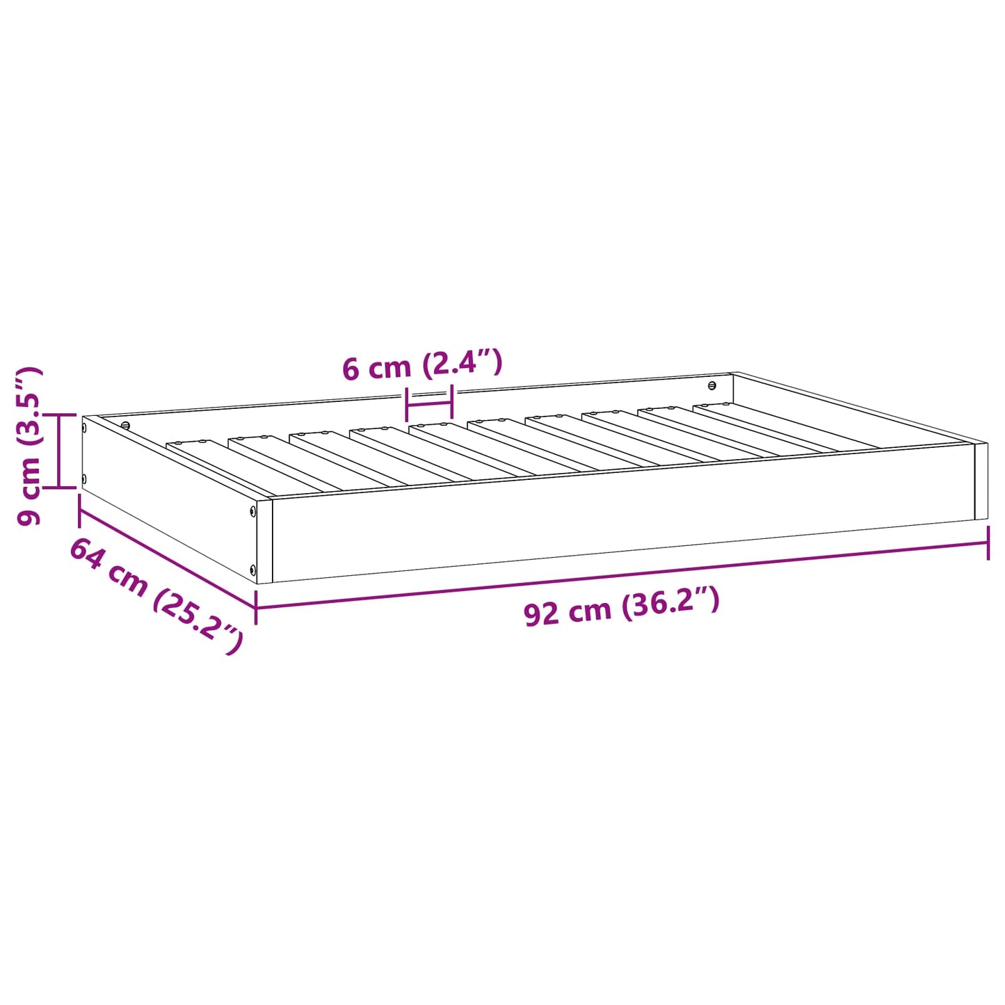 Hundeseng Vokset Brun 92 x 64 x 9 cm Massiv furu