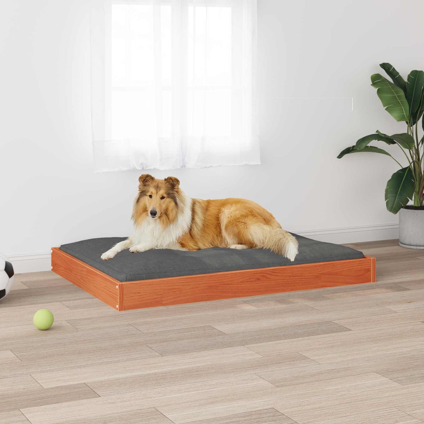 Hundeseng Vokset Brun 101,5 x 74 x 9 cm Massiv furu vidaXL