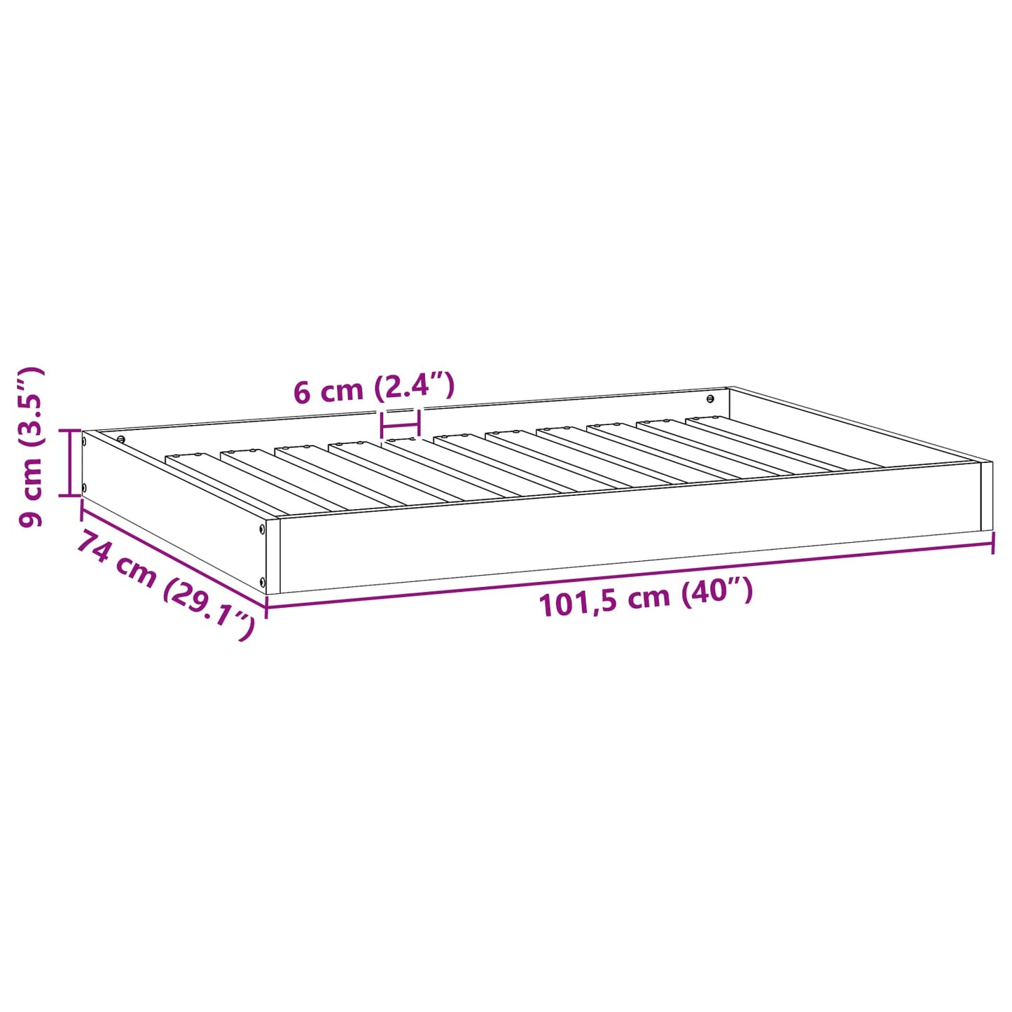 Hundeseng Vokset Brun 101,5 x 74 x 9 cm Massiv furu vidaXL