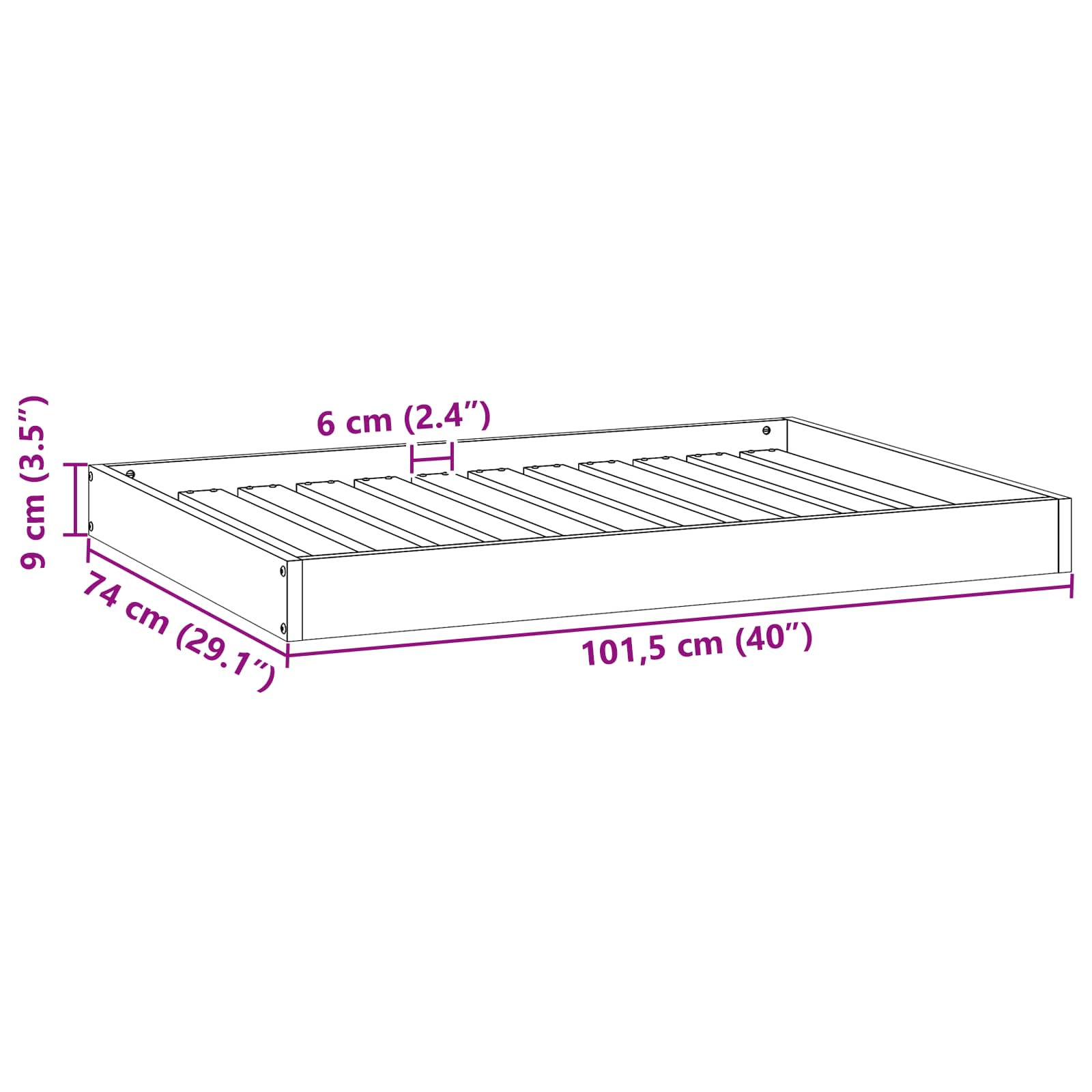 Hundeseng Vokset Brun 101,5 x 74 x 9 cm Massiv furu vidaXL