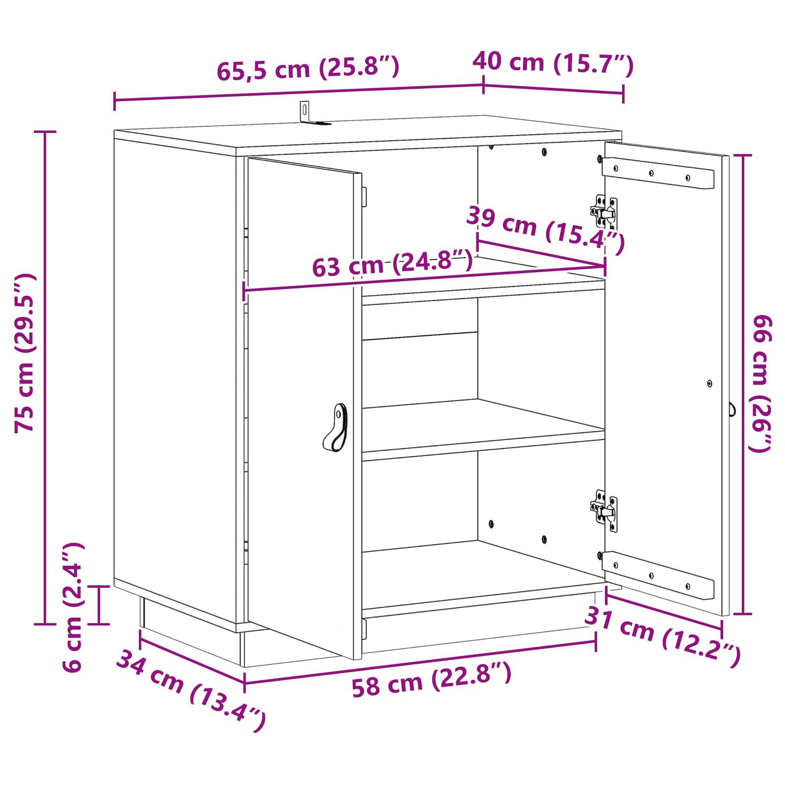 Serviesskap VoksBrun 65,5 x 40 x 75 cm Massiv furu vidaXL