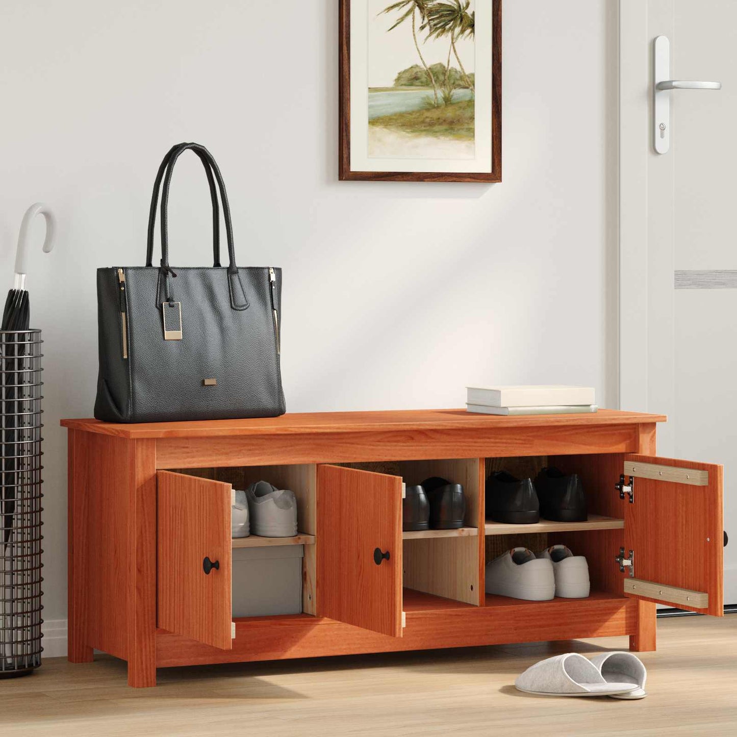 Sko Skap VoksBrun 110 x 38 x 45,5 cm Massiv furu vidaXL